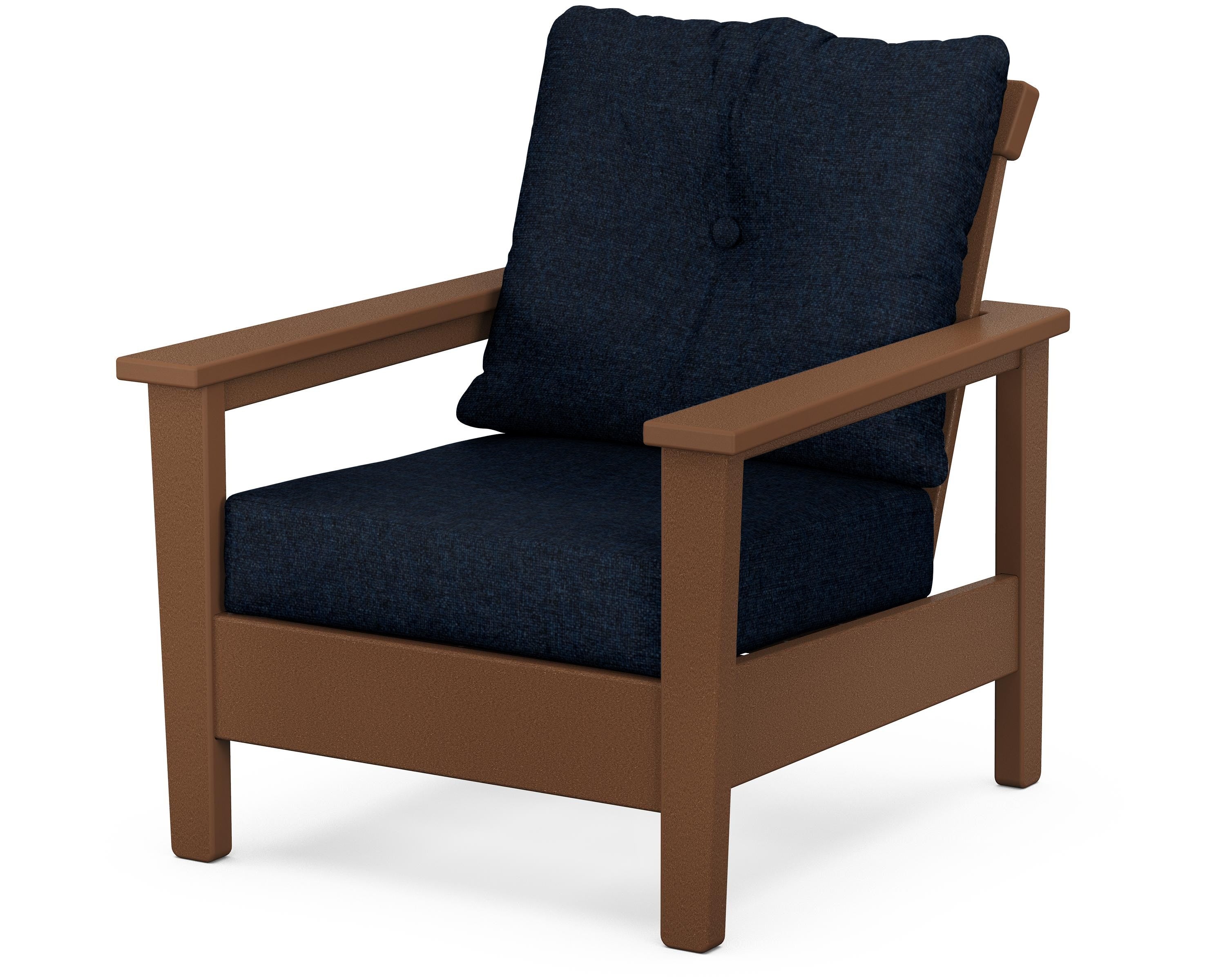 POLYWOOD® Prescott Deep Seating Chair in Teak / Marine Indigo