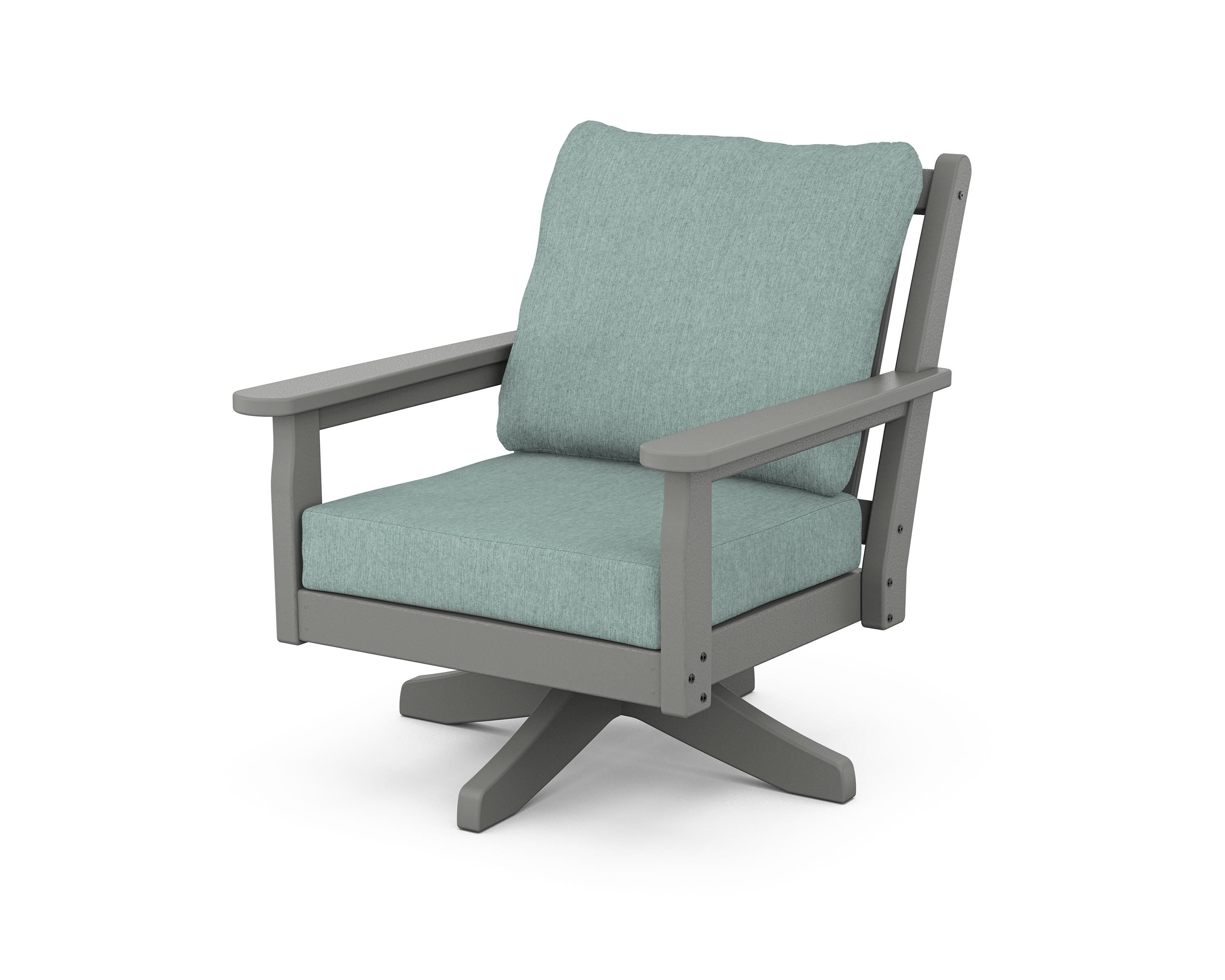 POLYWOOD® Chippendale Deep Seating Swivel Chair in Slate Grey / Glacier Spa