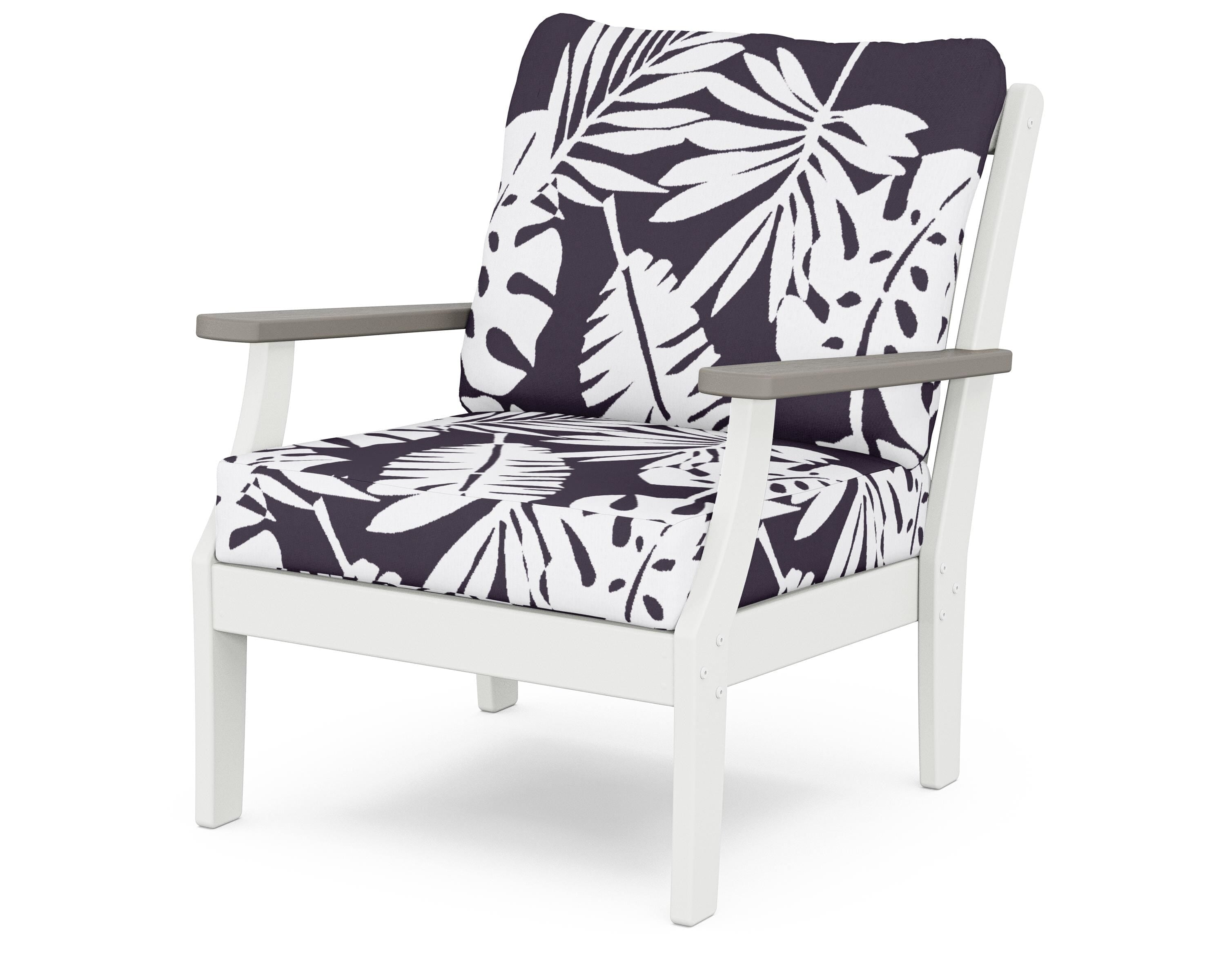 POLYWOOD® Braxton Deep Seating Chair in White / Driftwood / Leaf Navy