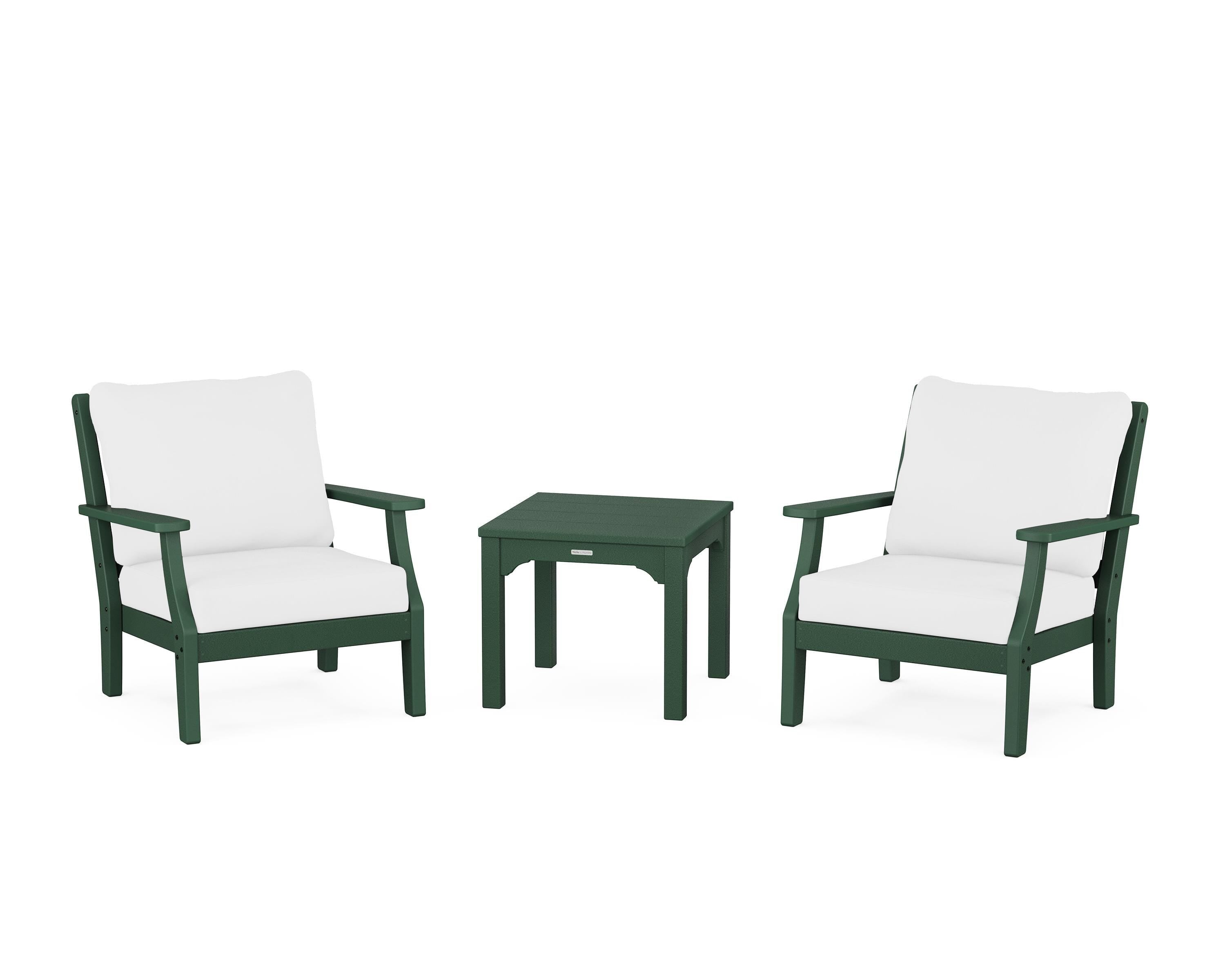 Martha Stewart by POLYWOOD® Chinoiserie 3-Piece Deep Seating Set in Green / Natural
