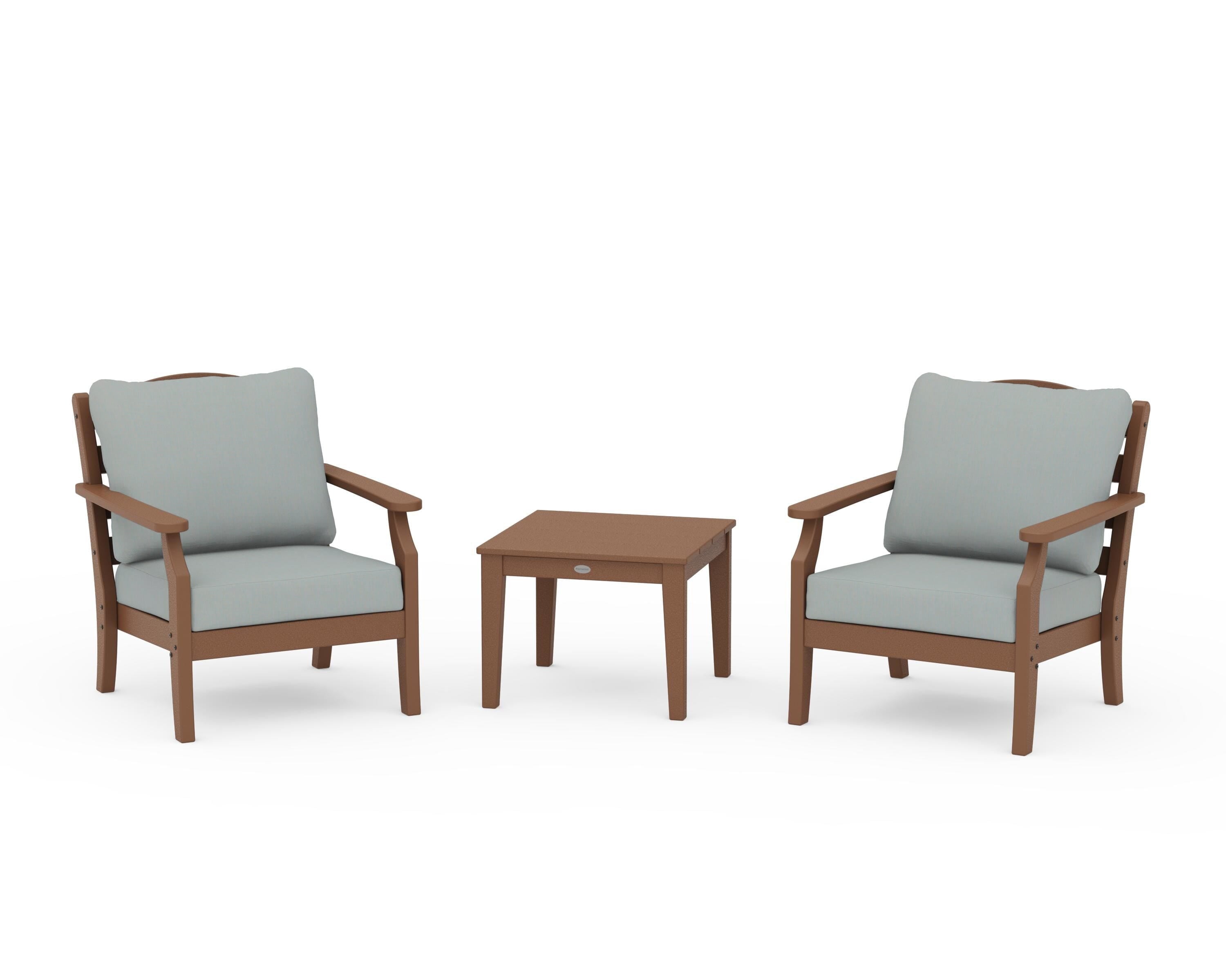 Draper James™ by POLYWOOD® Savannah 3-Piece Deep Seating Set in Teak / Spa