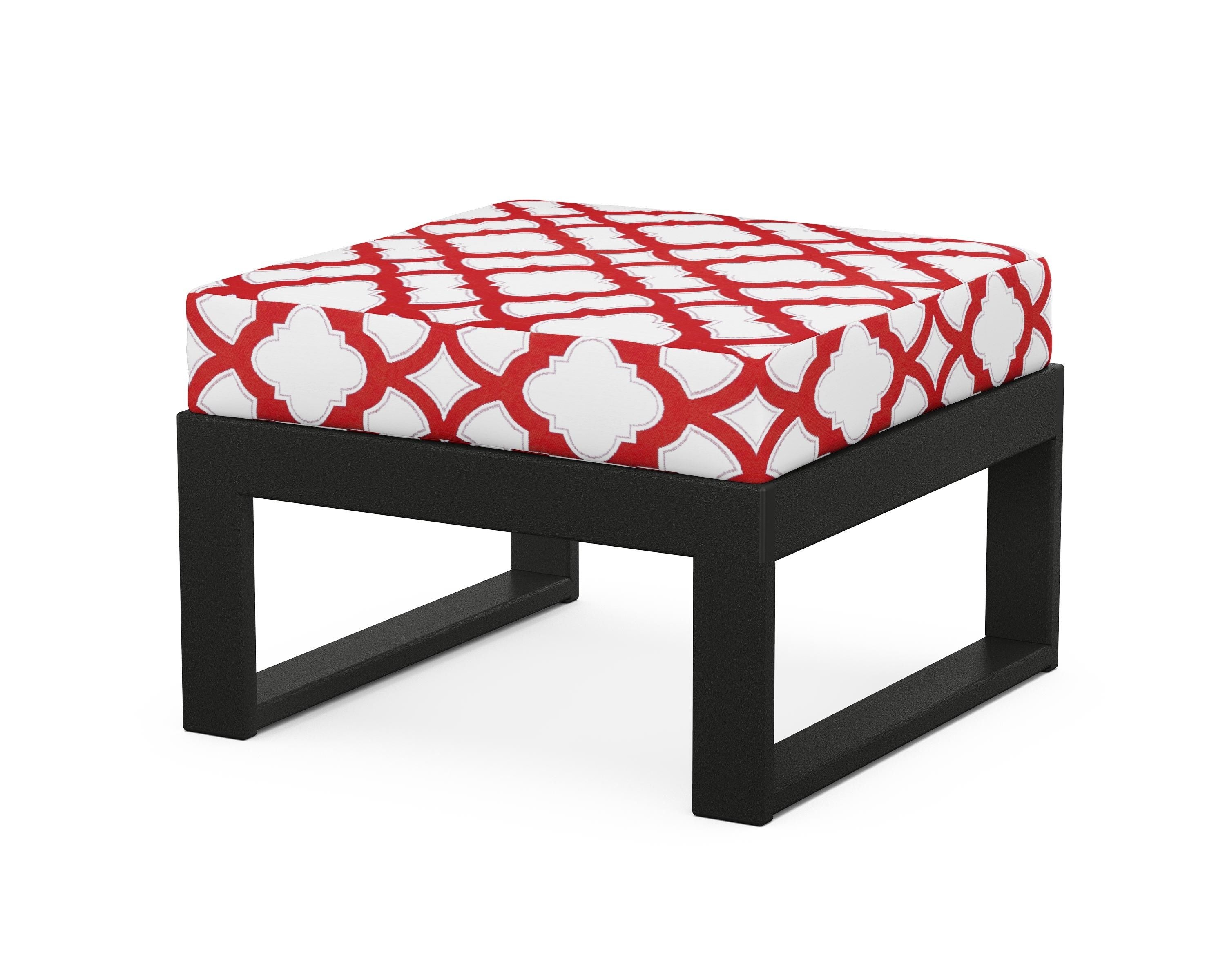 Unbranded Modular Ottoman - Modern in Black / Trellis Crimson