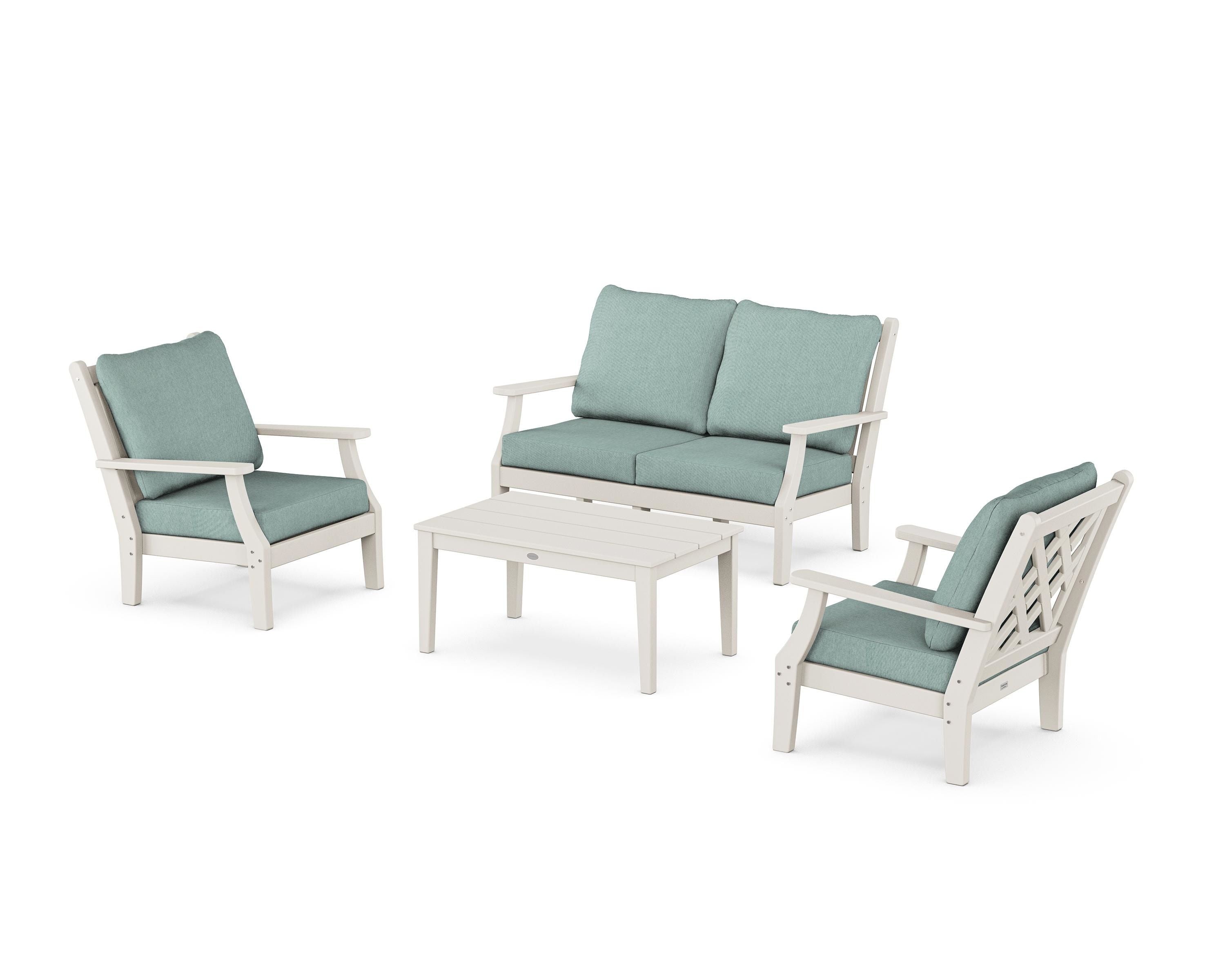 Country Living Wovendale 4-Piece Deep Seating Set with Loveseat in Sand / Glacier Spa
