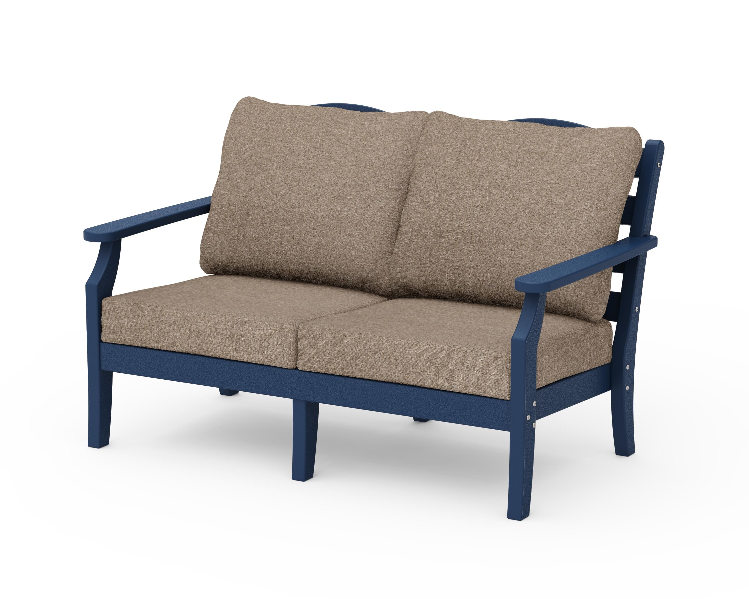 Draper James™ by POLYWOOD® Savannah Deep Seating Loveseat in Navy / Spiced Burlap