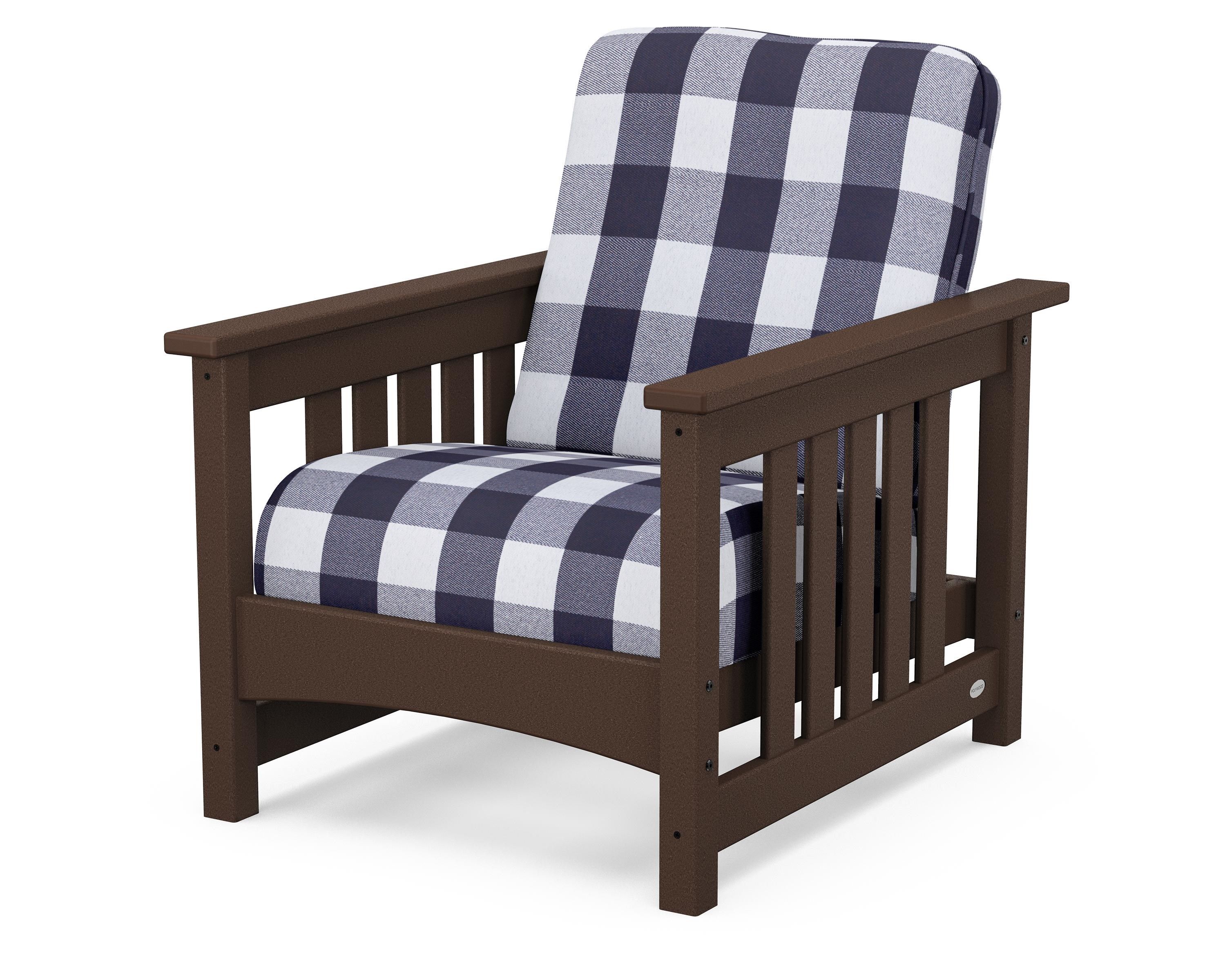 POLYWOOD® Club Mission Chair in Mahogany / Buffalo Plaid Navy