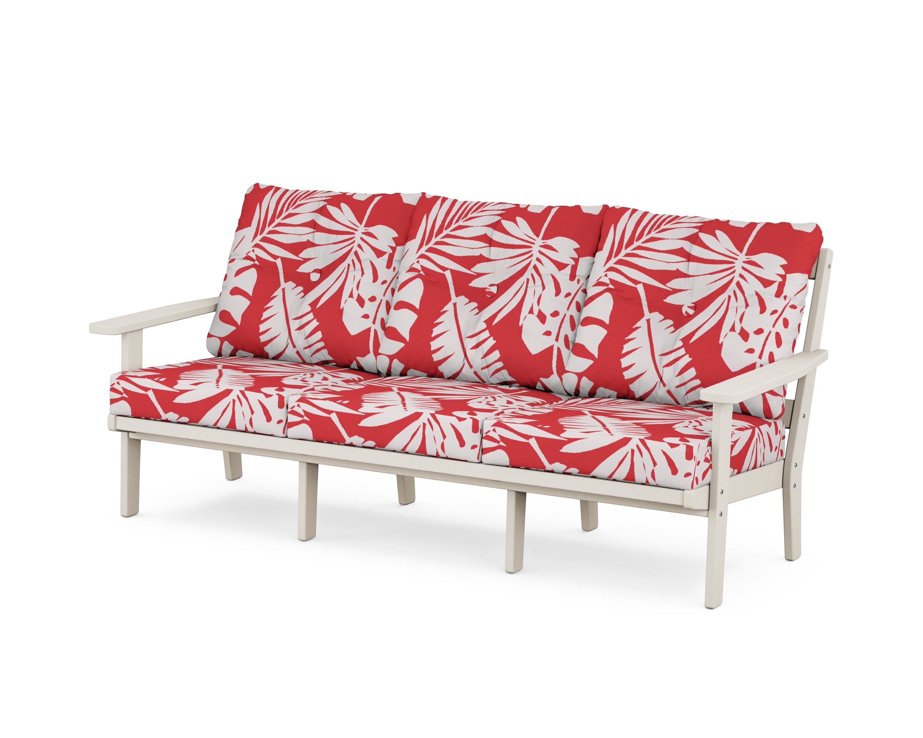 POLYWOOD® Prairie Deep Seating Sofa in Sand / Leaf Crimson