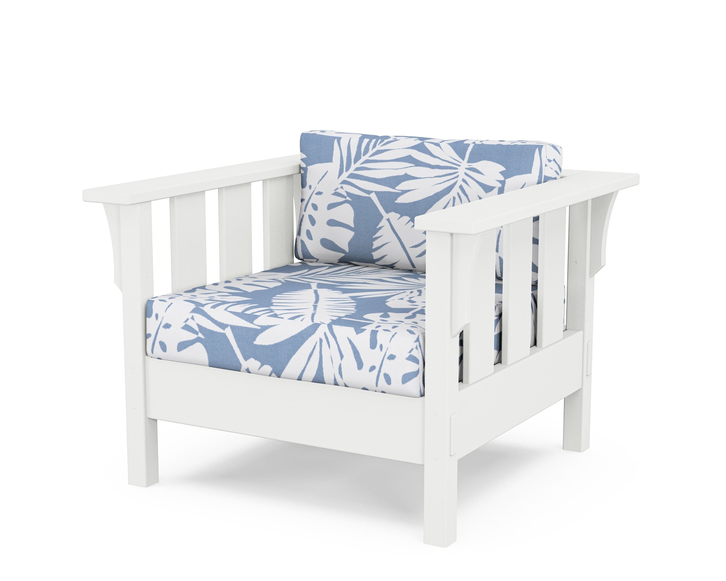 Martha Stewart by POLYWOOD® Acadia Deep Seating Chair in White / Leaf Sky Blue