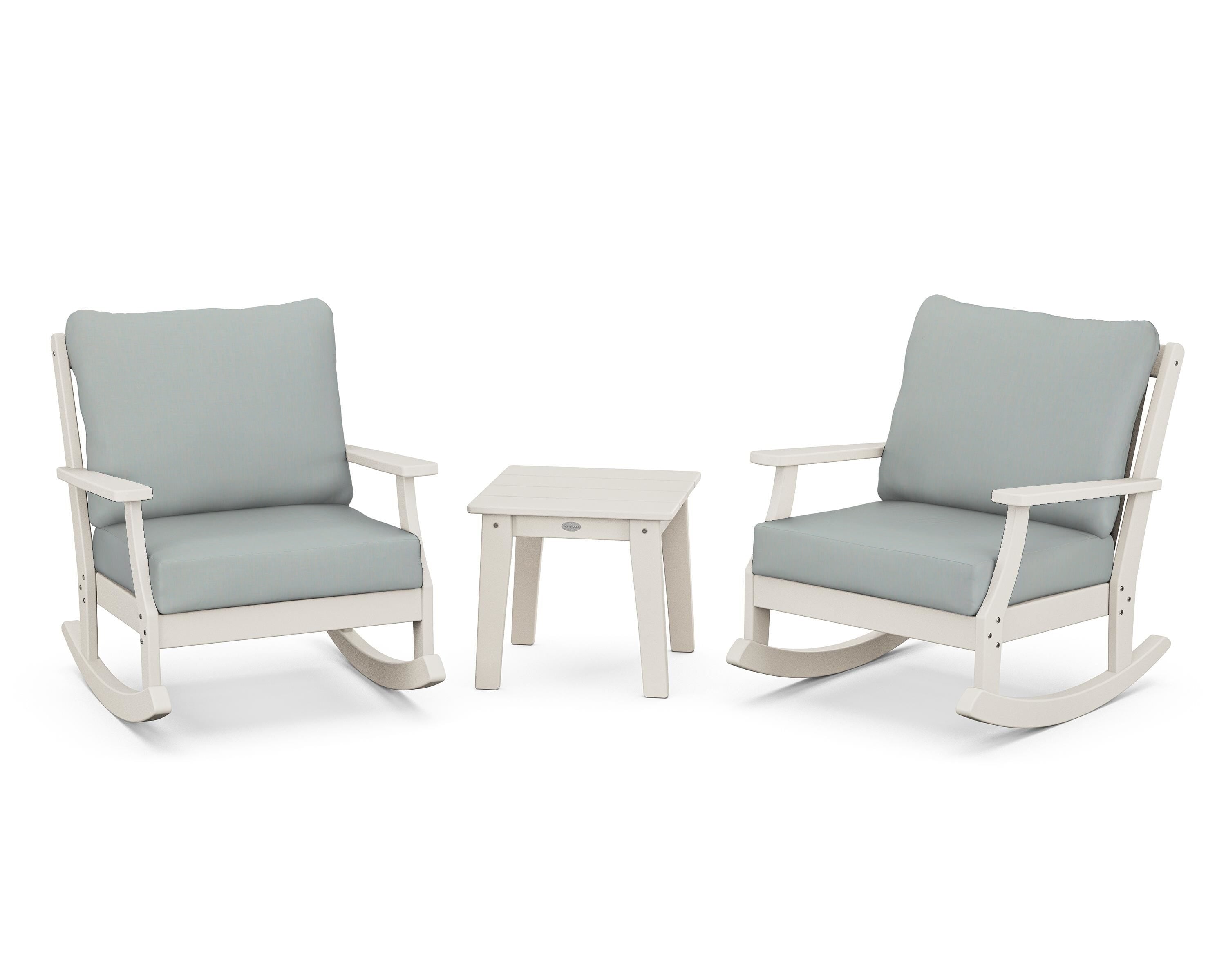 POLYWOOD® Braxton 3-Piece Deep Seating Rocker Set in Sand / Spa