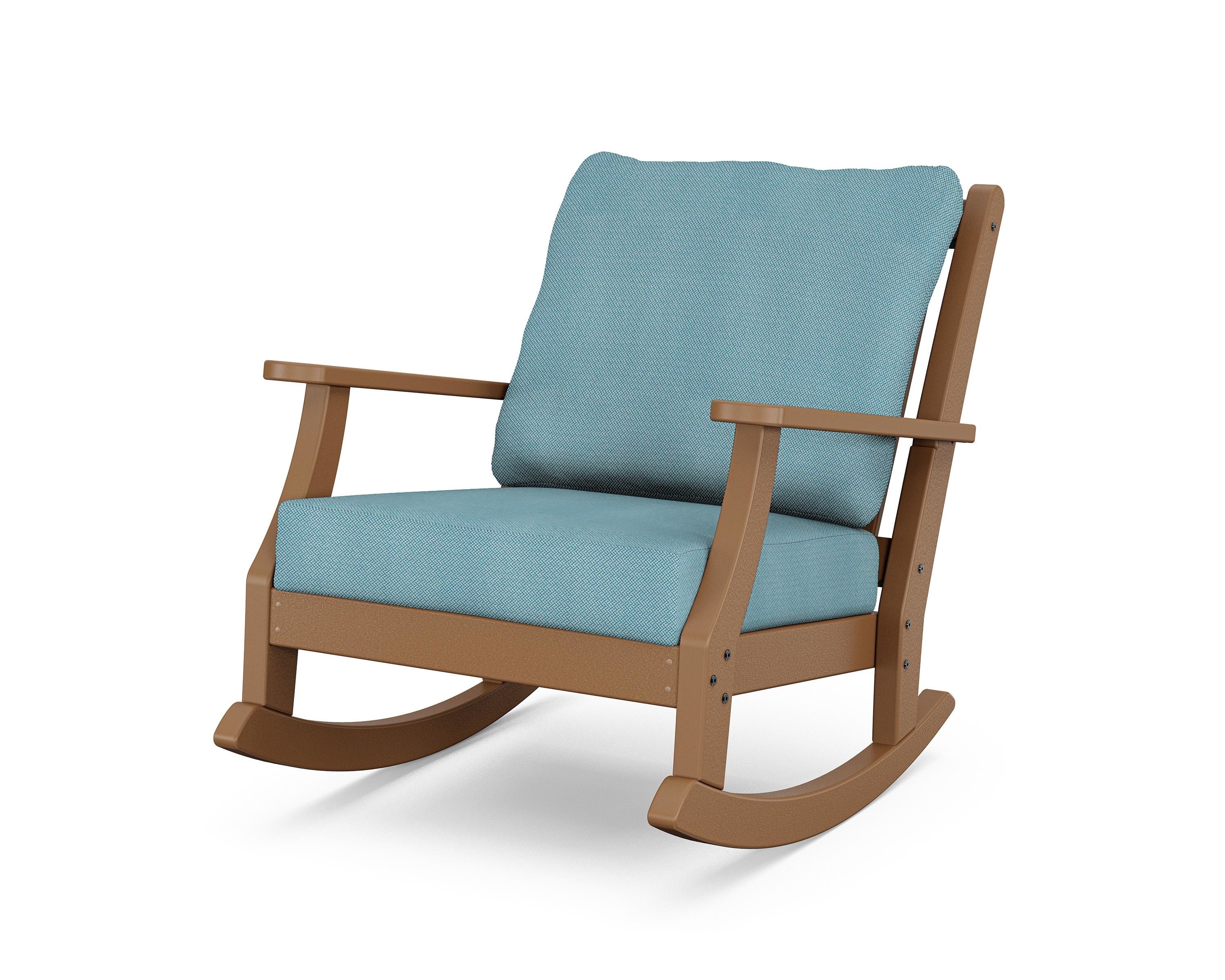 Country Living Wovendale Deep Seating Rocking Chair in Teak / Lattice Sky Blue