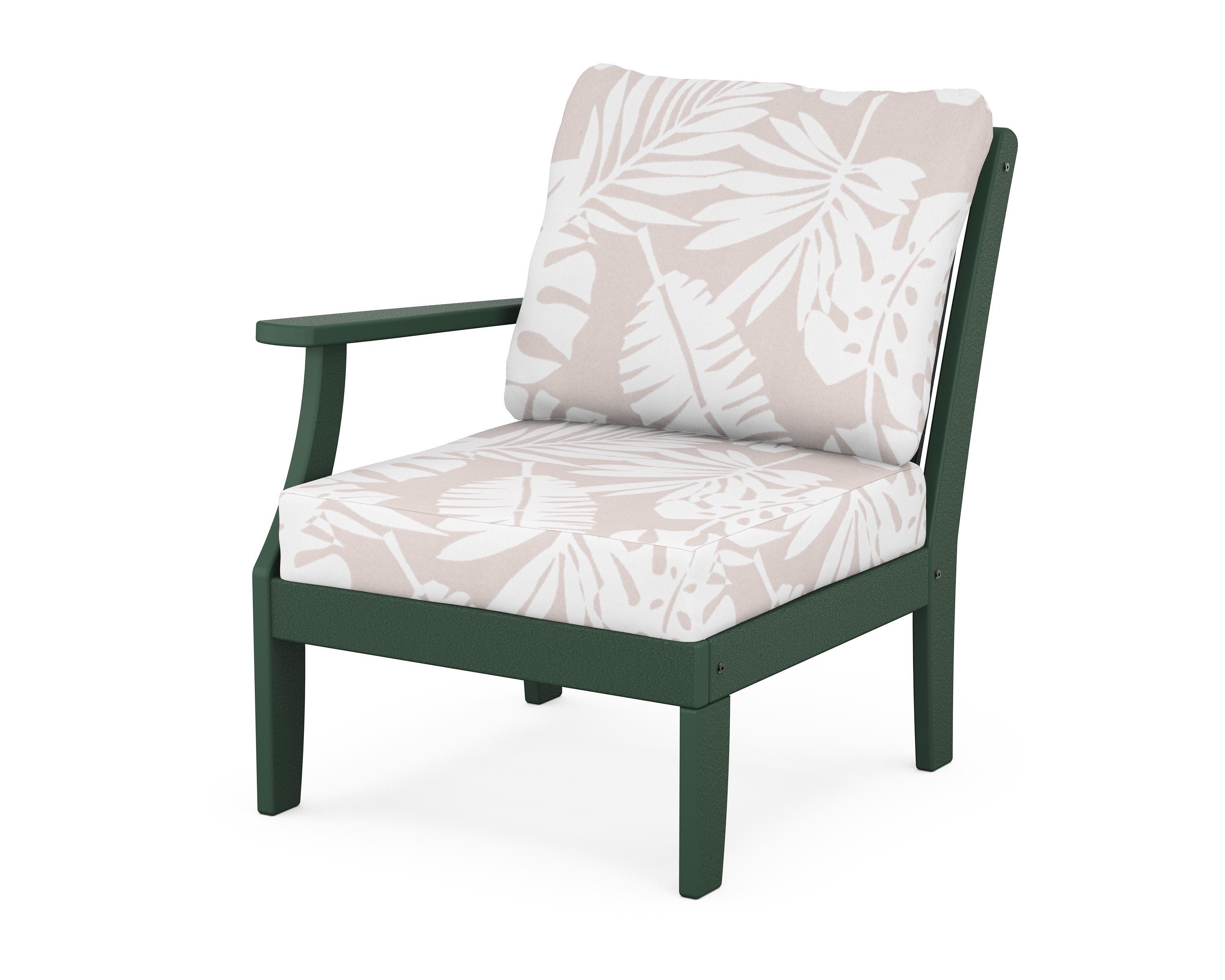 POLYWOOD® Braxton Modular Left Arm Chair in Green / Leaf Dune Burlap