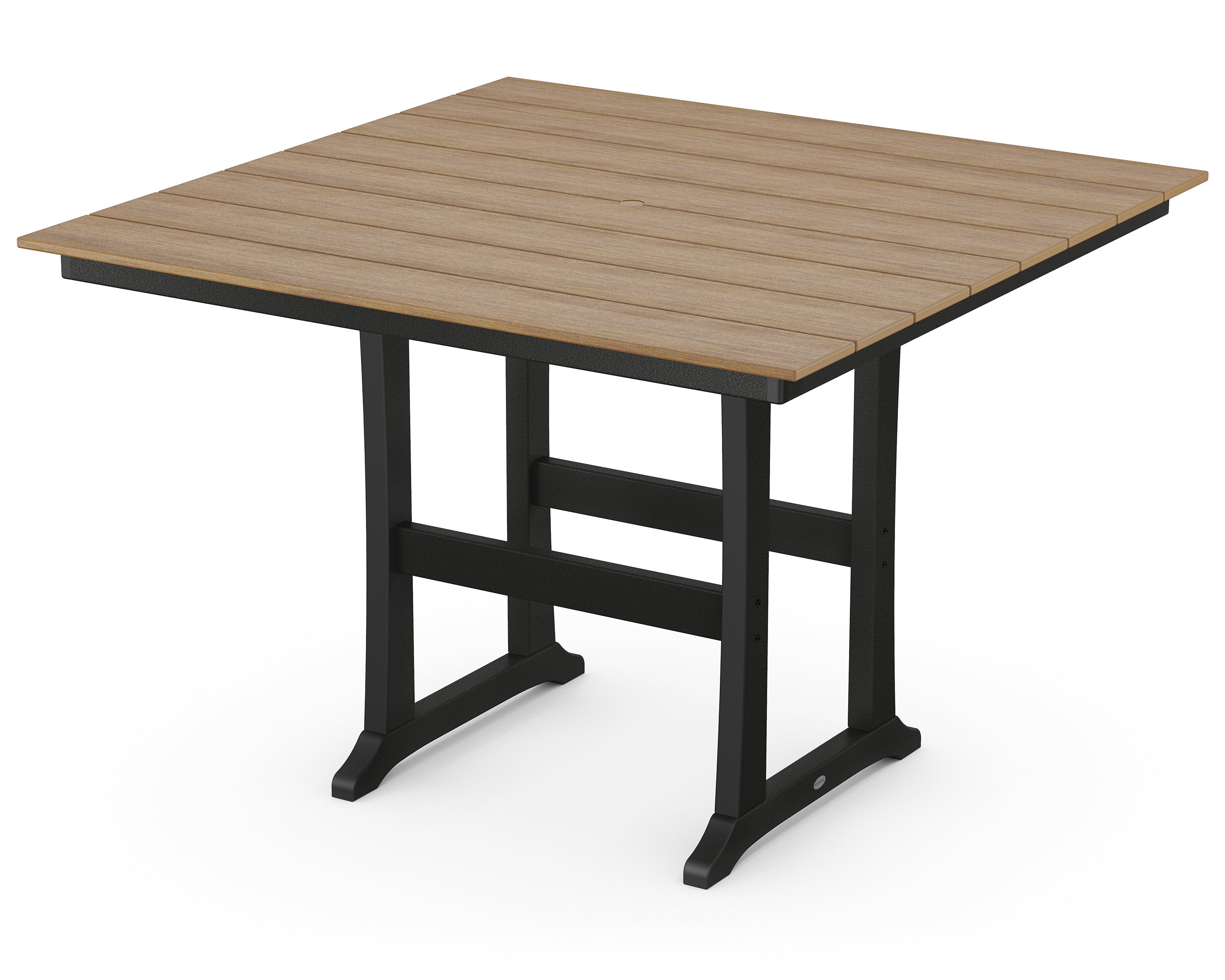 POLYWOOD® Farmhouse Trestle 59" Bar Table in Black / Natural