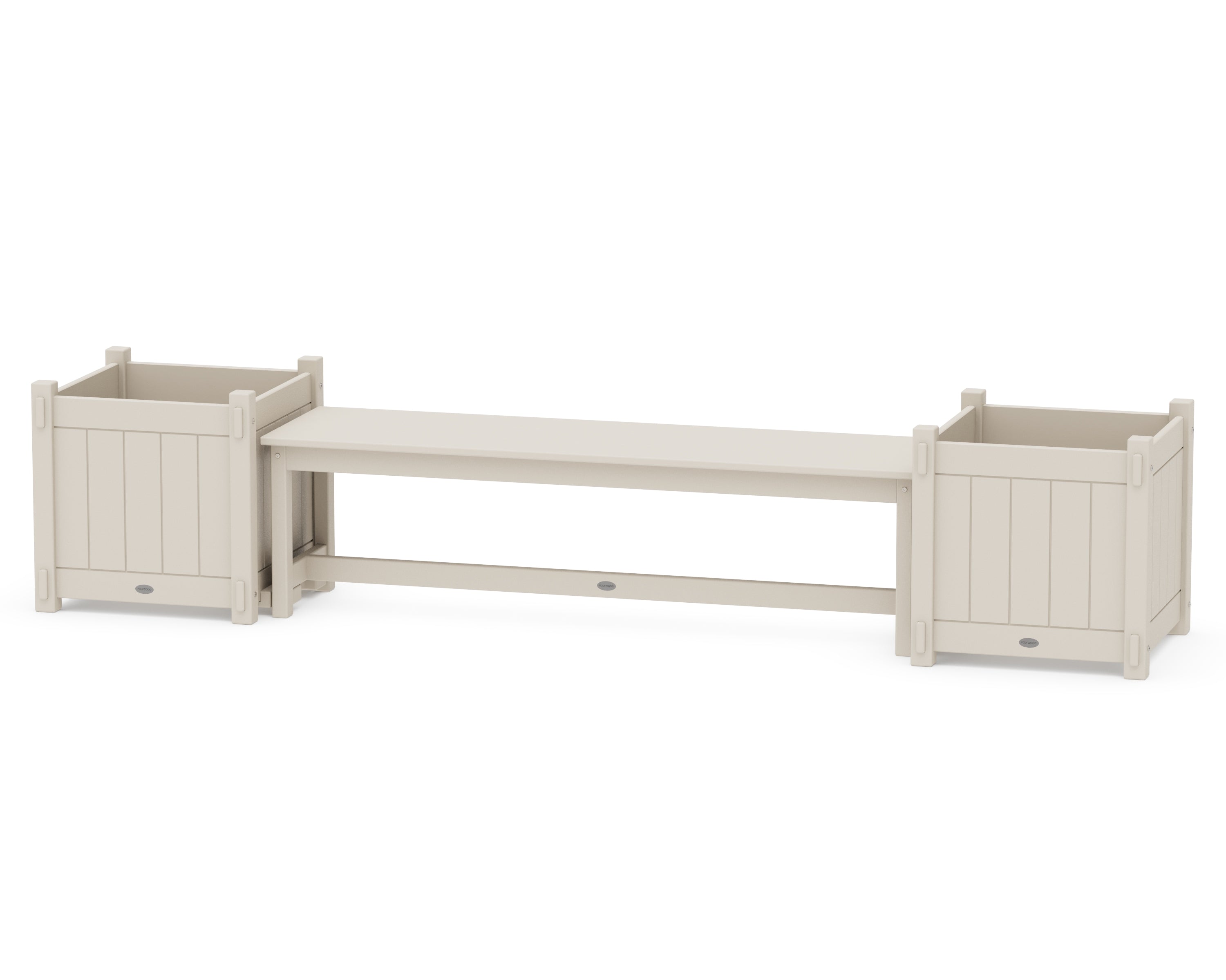 POLYWOOD® 60" Vineyard Straight Planter Bench Set - Large in Sand