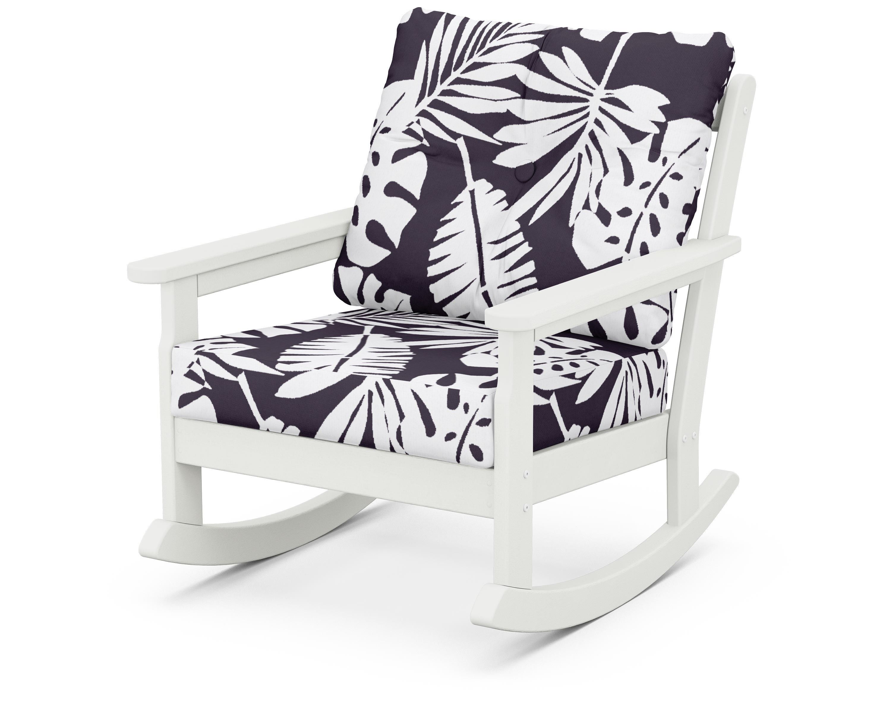 POLYWOOD® Vineyard Deep Seating Rocking Chair in Vintage White / Leaf Navy