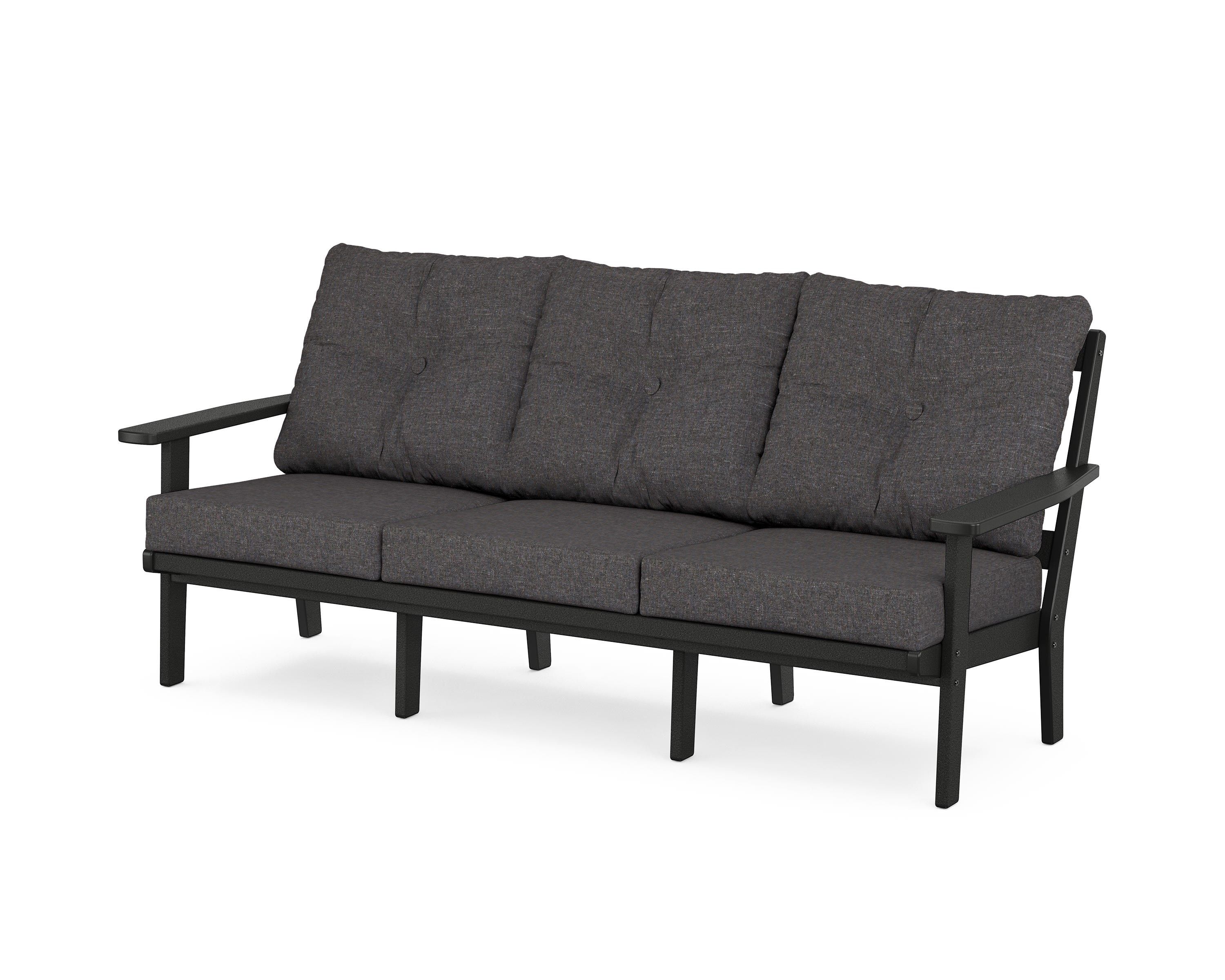 POLYWOOD® Oxford Deep Seating Sofa in Black / Ash Charcoal