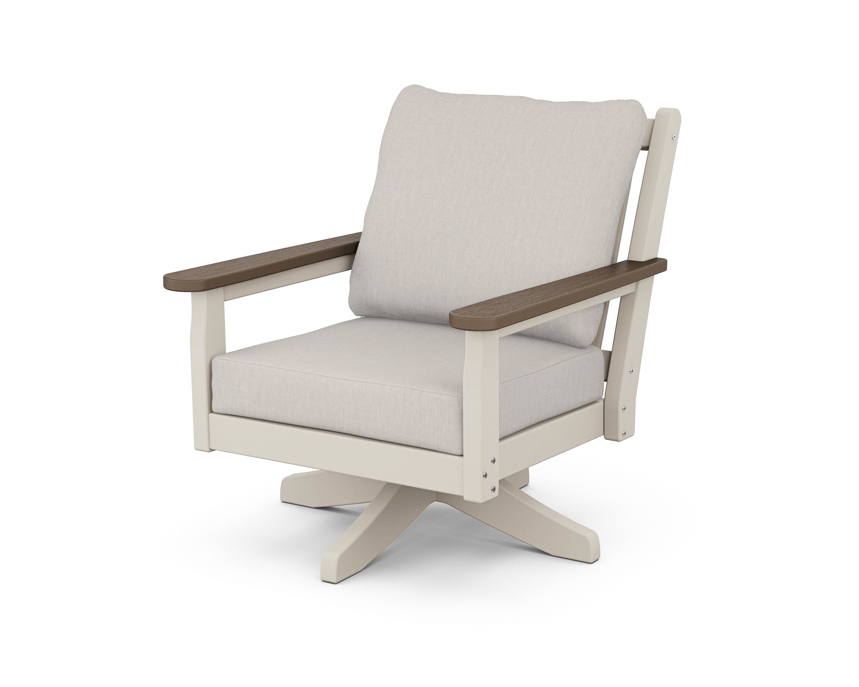 POLYWOOD® Chippendale Deep Seating Swivel Chair in Sand / Kona / Cast Ash