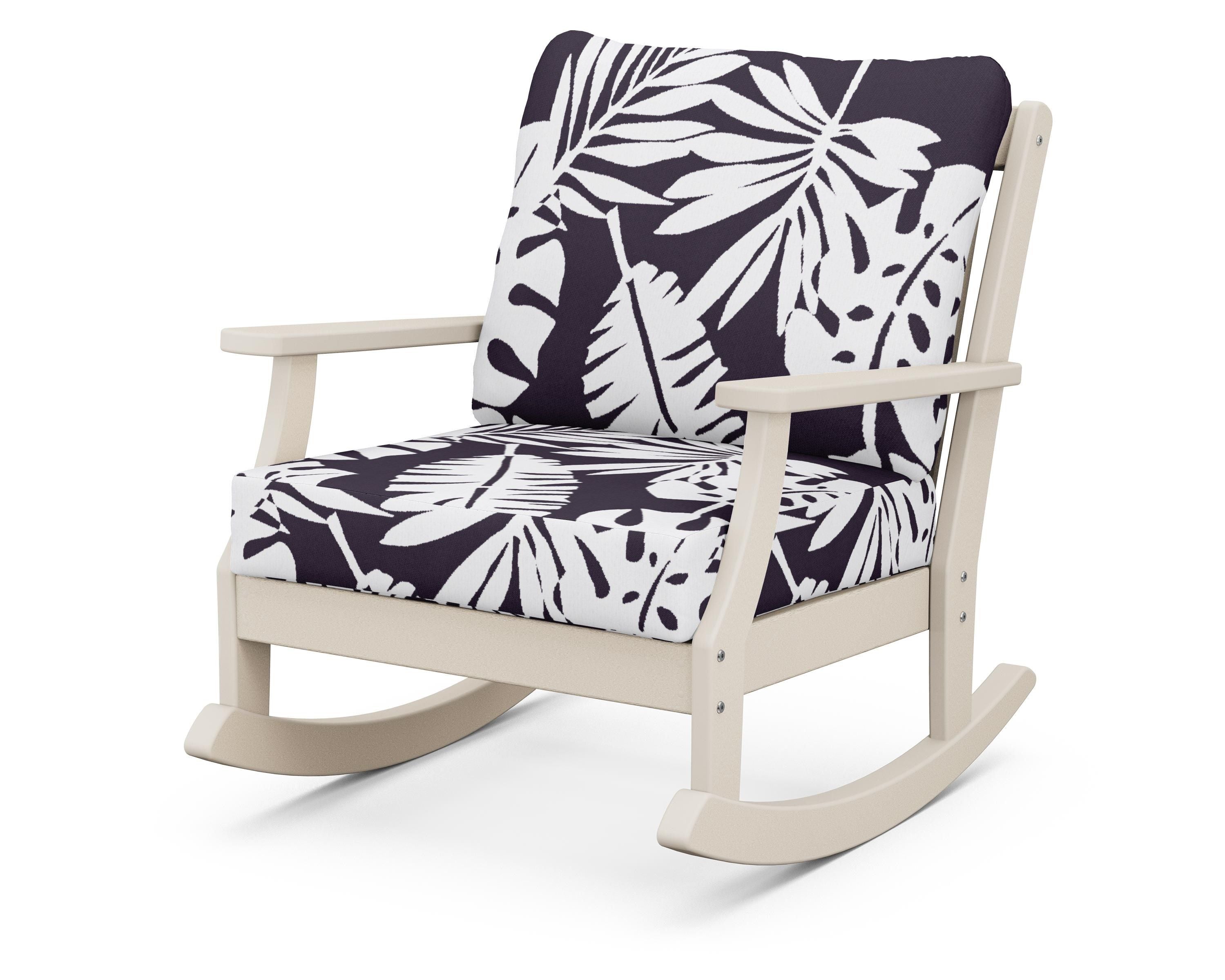 POLYWOOD® Braxton Deep Seating Rocking Chair in Sand / Leaf Navy