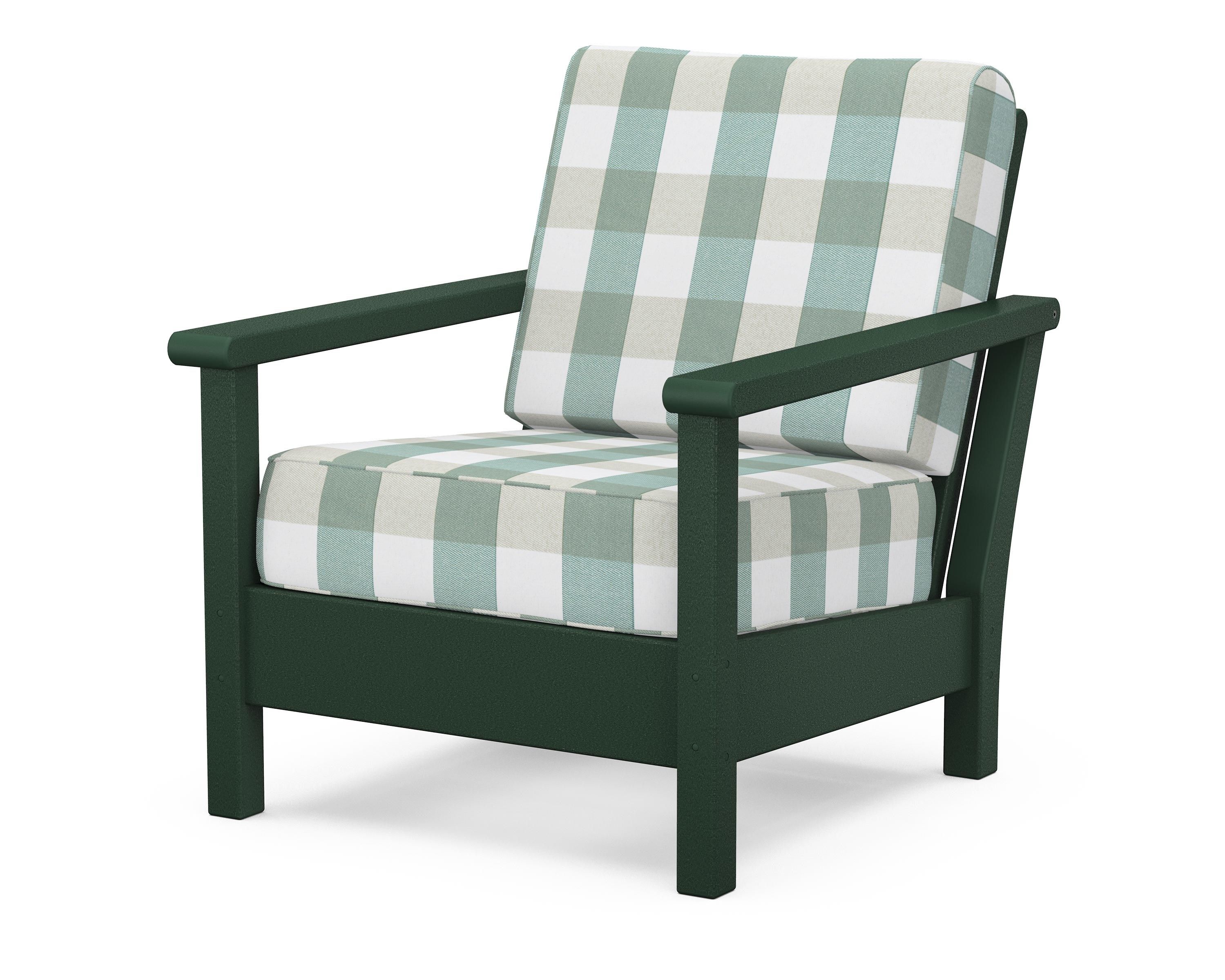 POLYWOOD® Harbour Deep Seating Chair in Green / Buffalo Plaid Glacier Spa