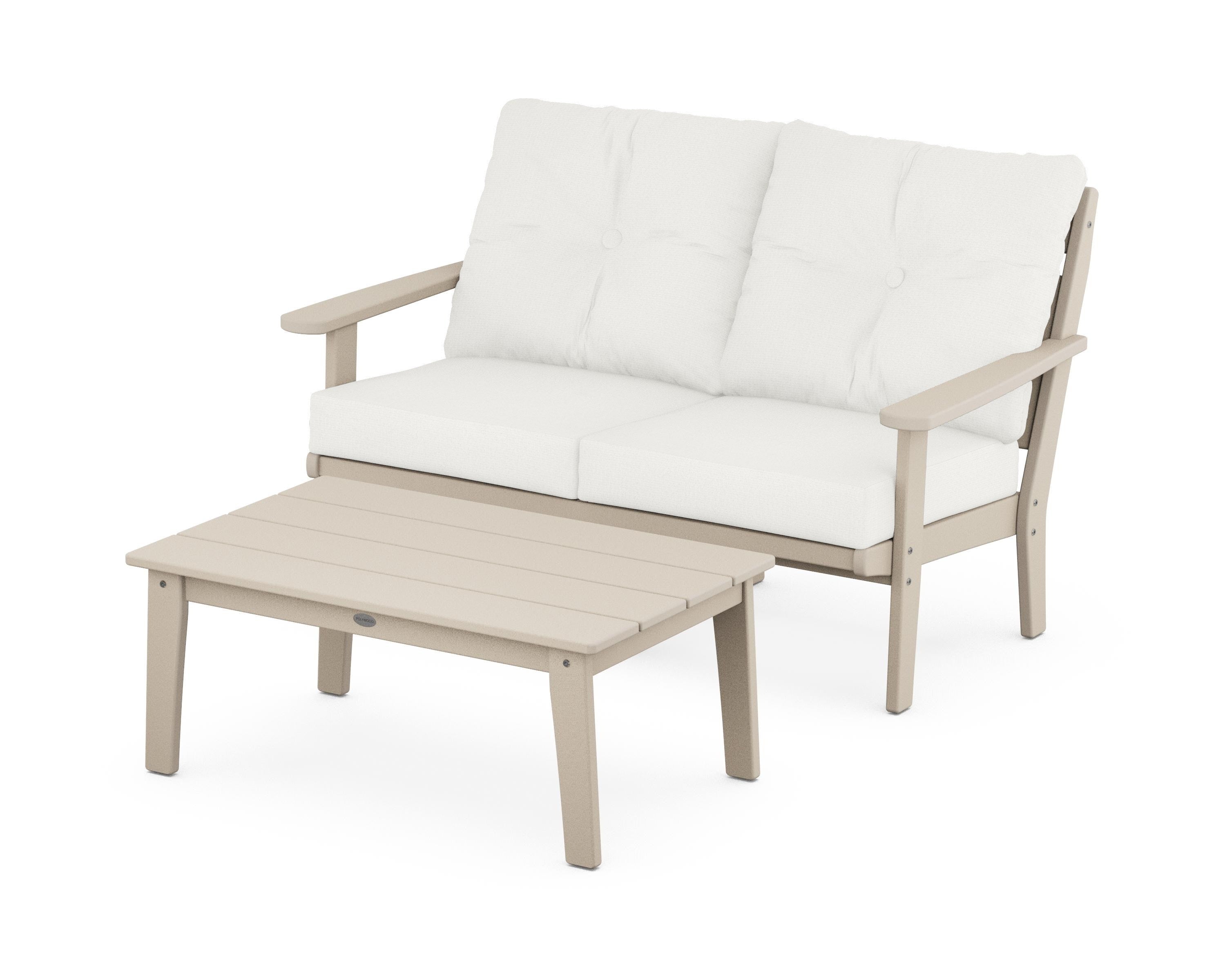 POLYWOOD® Lakeside 2-Piece Lounge Loveseat Set in Sand / Natural Linen