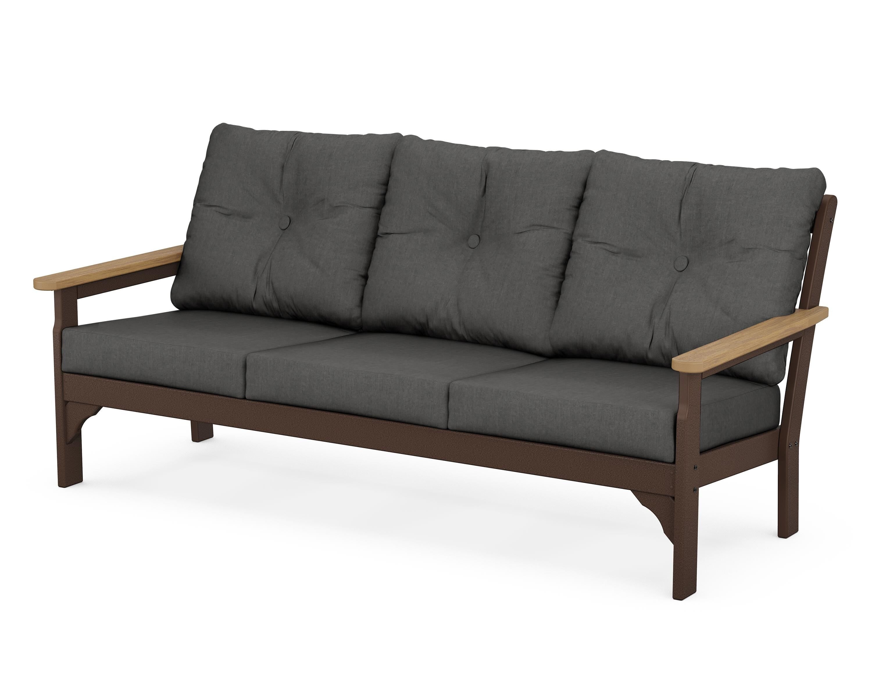 POLYWOOD® Vineyard Deep Seating Sofa in Mahogany / Natural / Spectrum Carbon