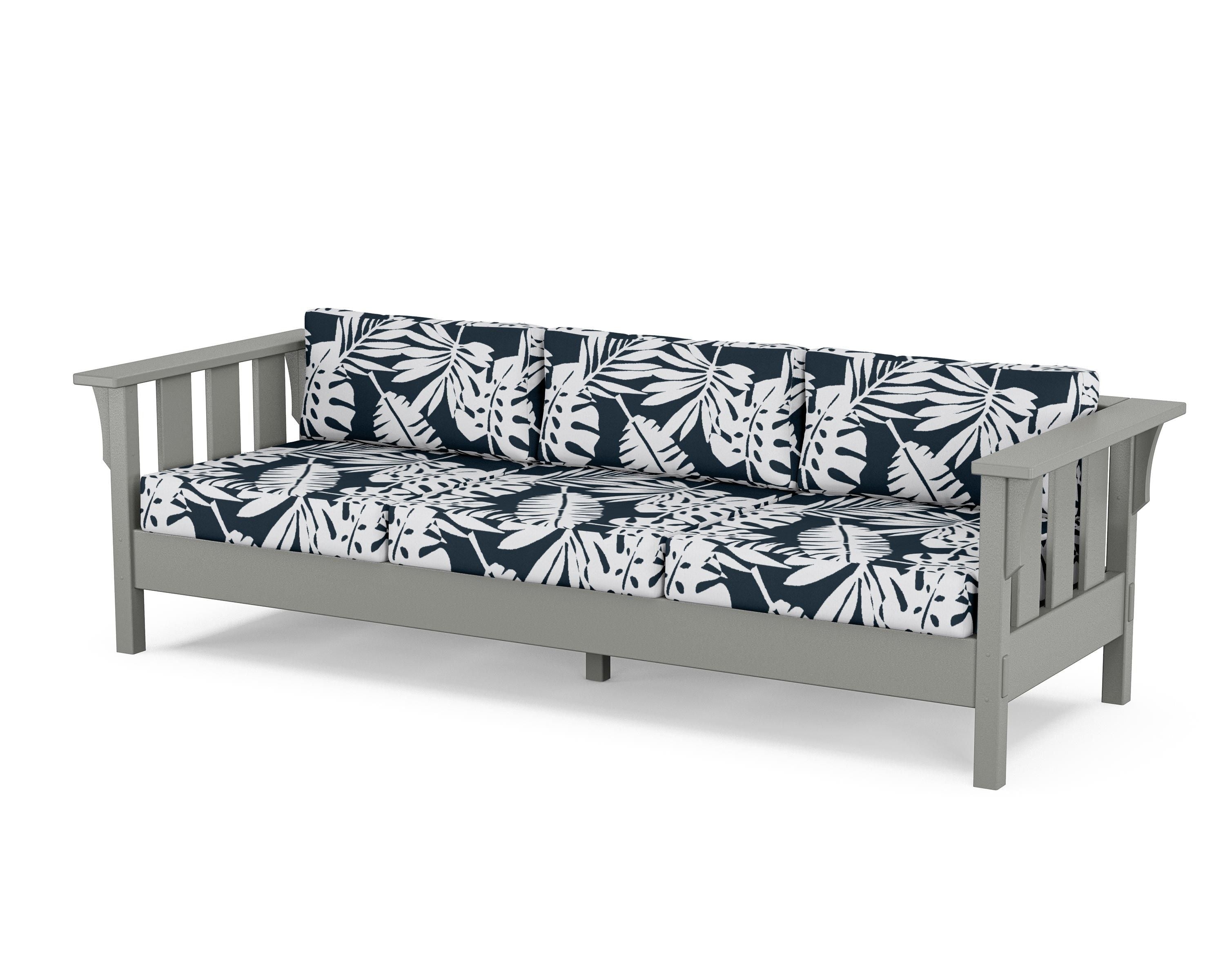 Martha Stewart by POLYWOOD® Acadia Deep Seating Sofa in Slate Grey / Leaf Marine Indigo