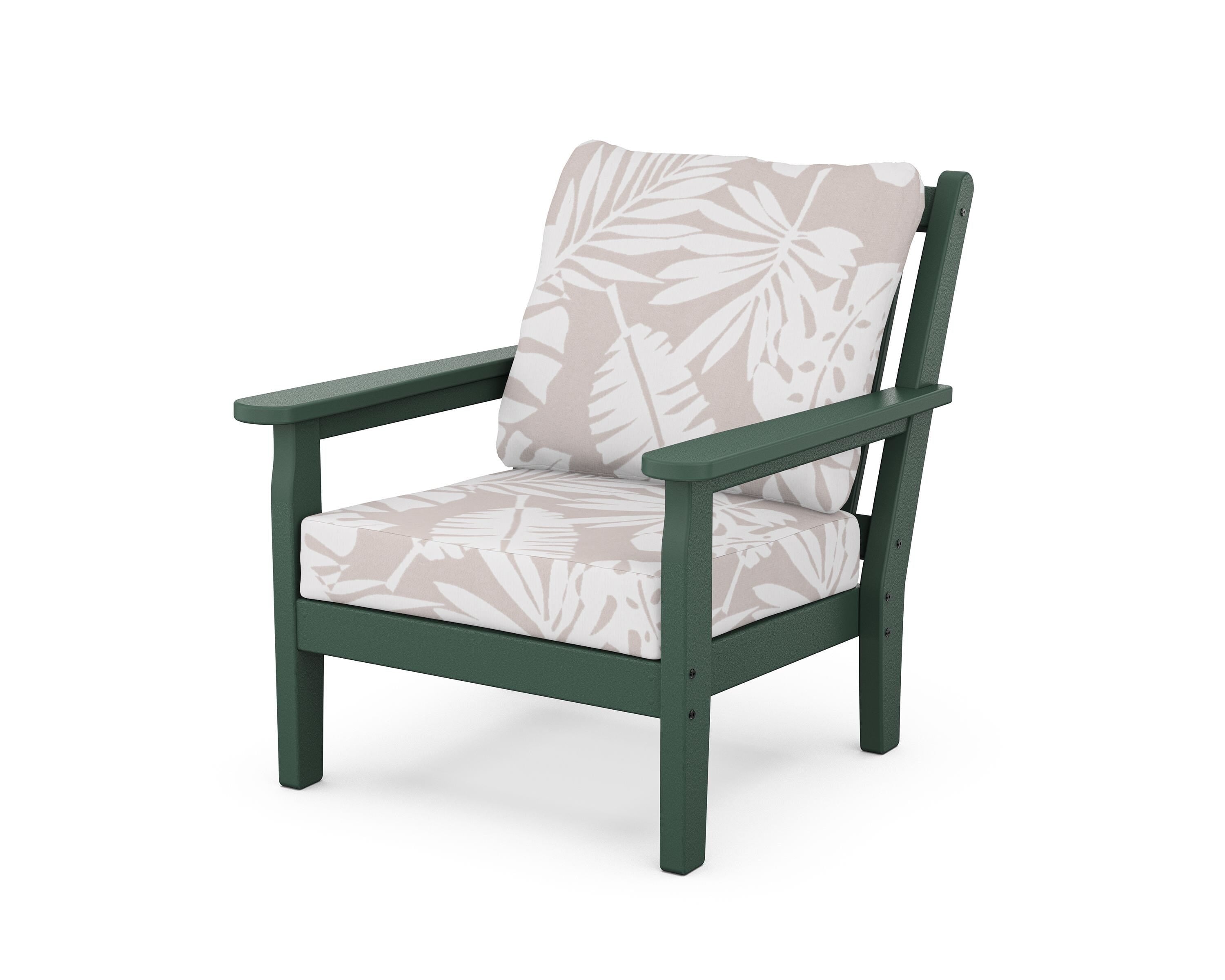 POLYWOOD® Chippendale Deep Seating Chair in Green / Leaf Dune Burlap