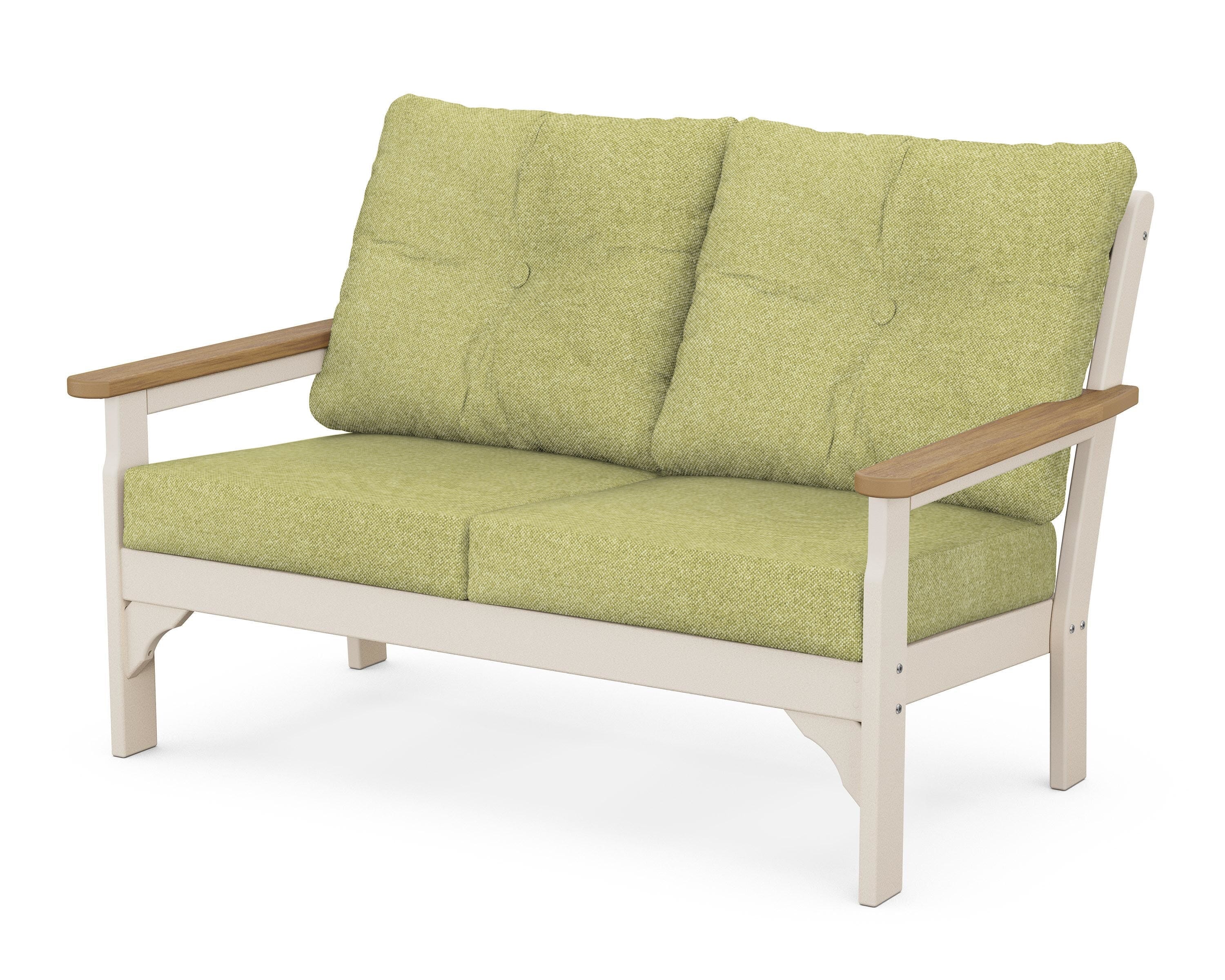 POLYWOOD® Vineyard Deep Seating Loveseat in Sand / Natural / Chartreuse Boucle