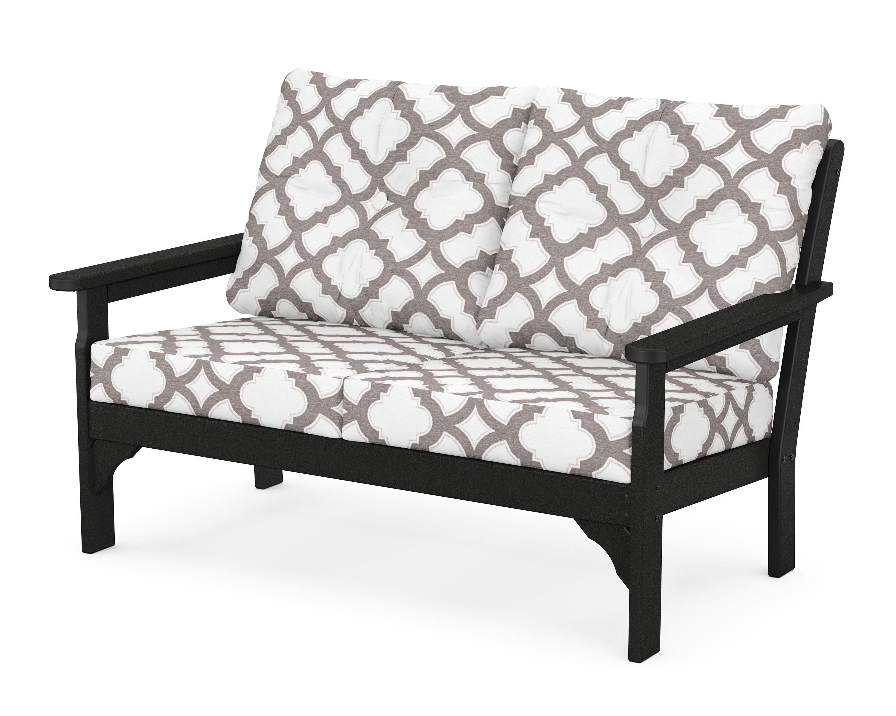 POLYWOOD® Vineyard Deep Seating Loveseat in Black / Trellis Grey Mist