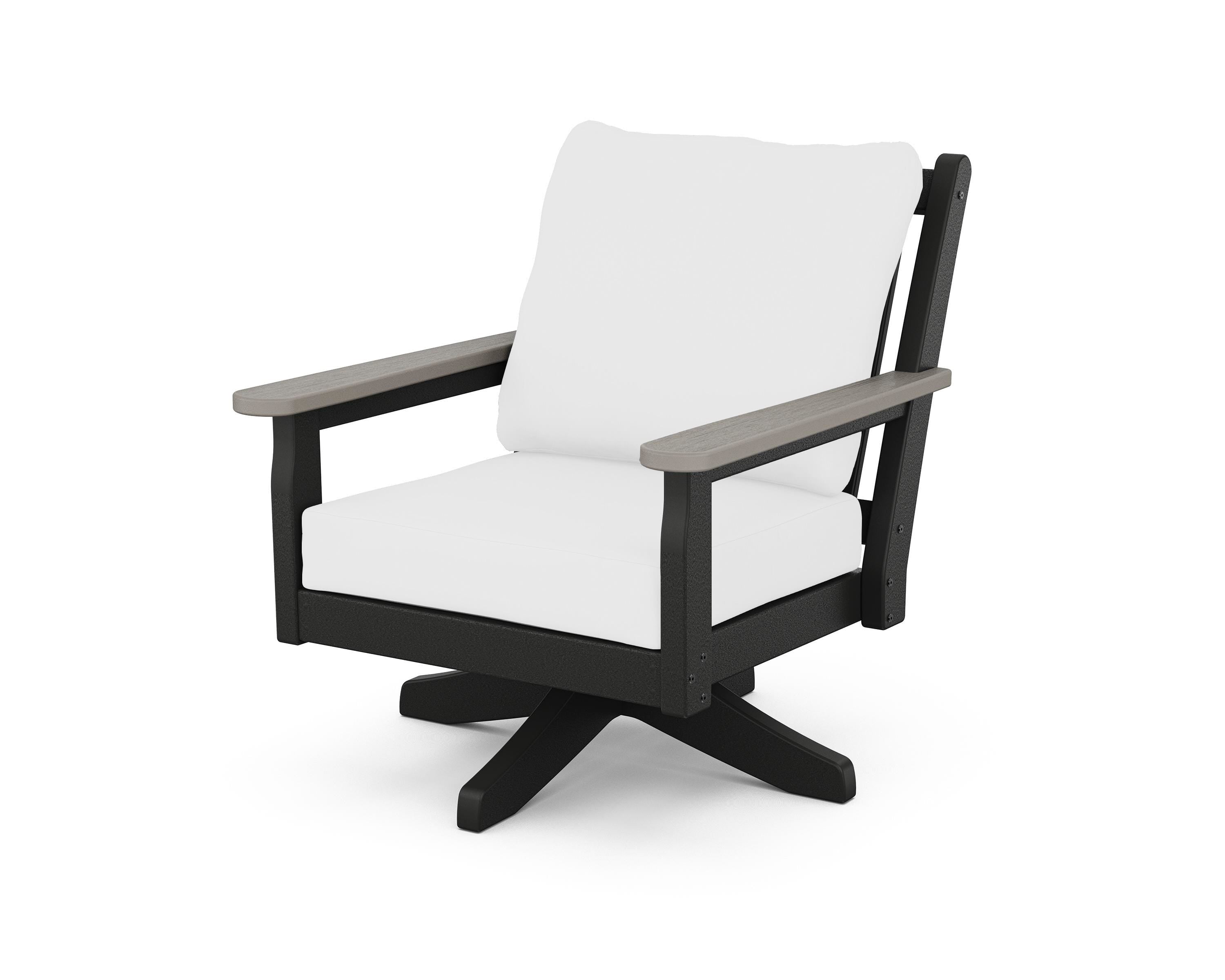 POLYWOOD® Chippendale Deep Seating Swivel Chair in Black / Driftwood / Natural