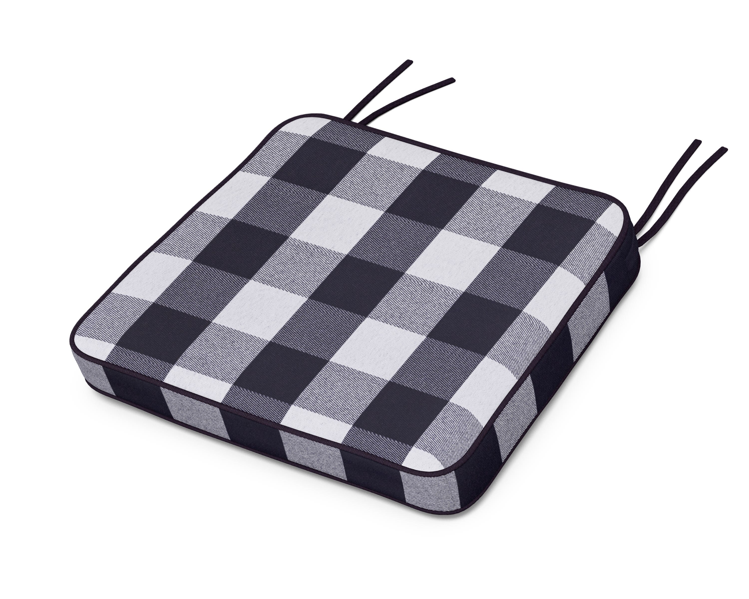 Martha Stewart by POLYWOOD® Chinoiserie Arm Chair Seat Cushion in Buffalo Plaid Navy