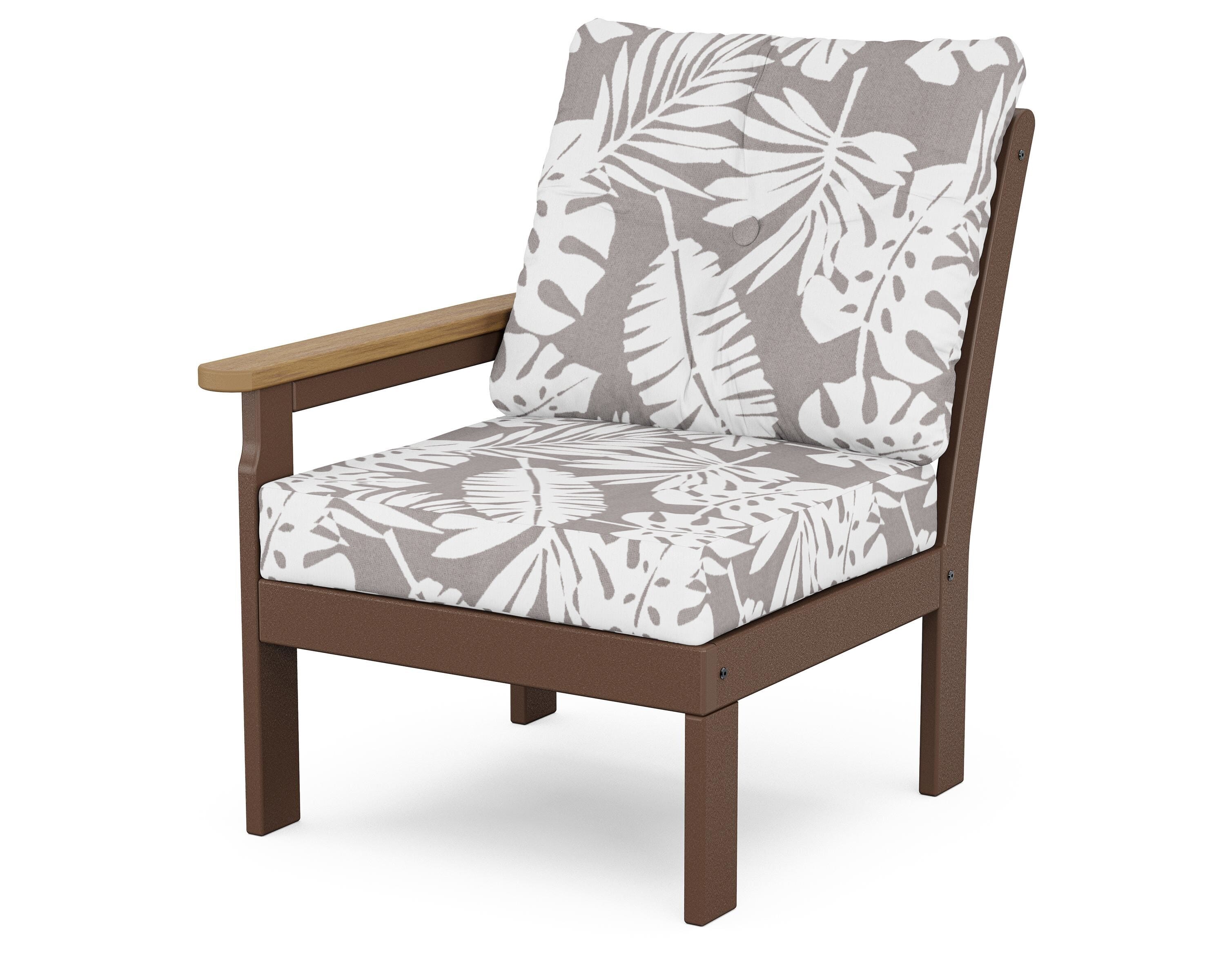 POLYWOOD® Vineyard Modular Left Arm Chair in Mahogany / Natural / Leaf Grey Mist