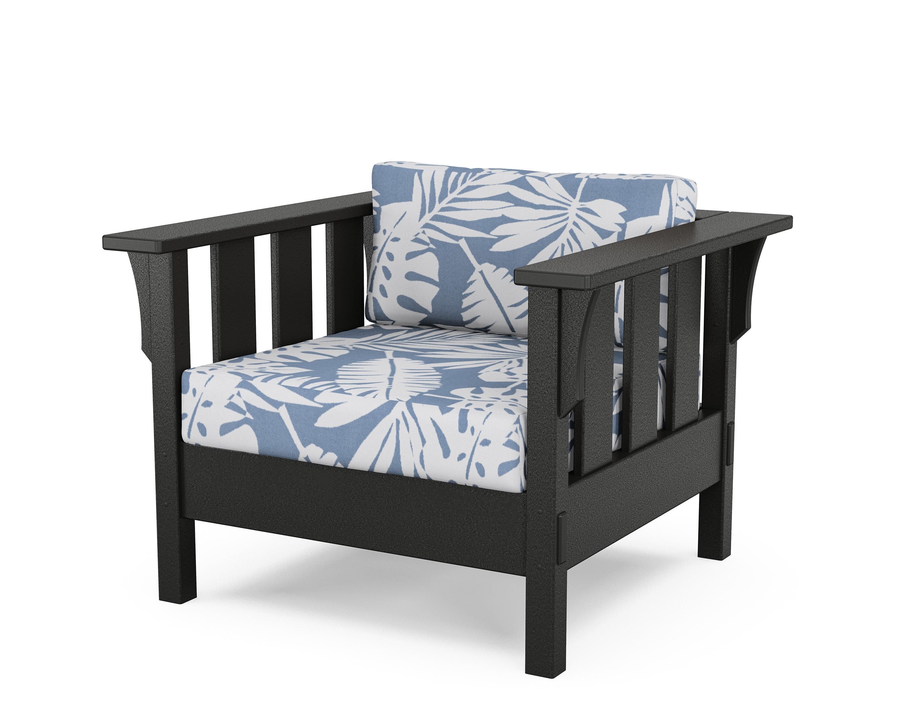 Martha Stewart by POLYWOOD® Acadia Deep Seating Chair in Black / Leaf Sky Blue