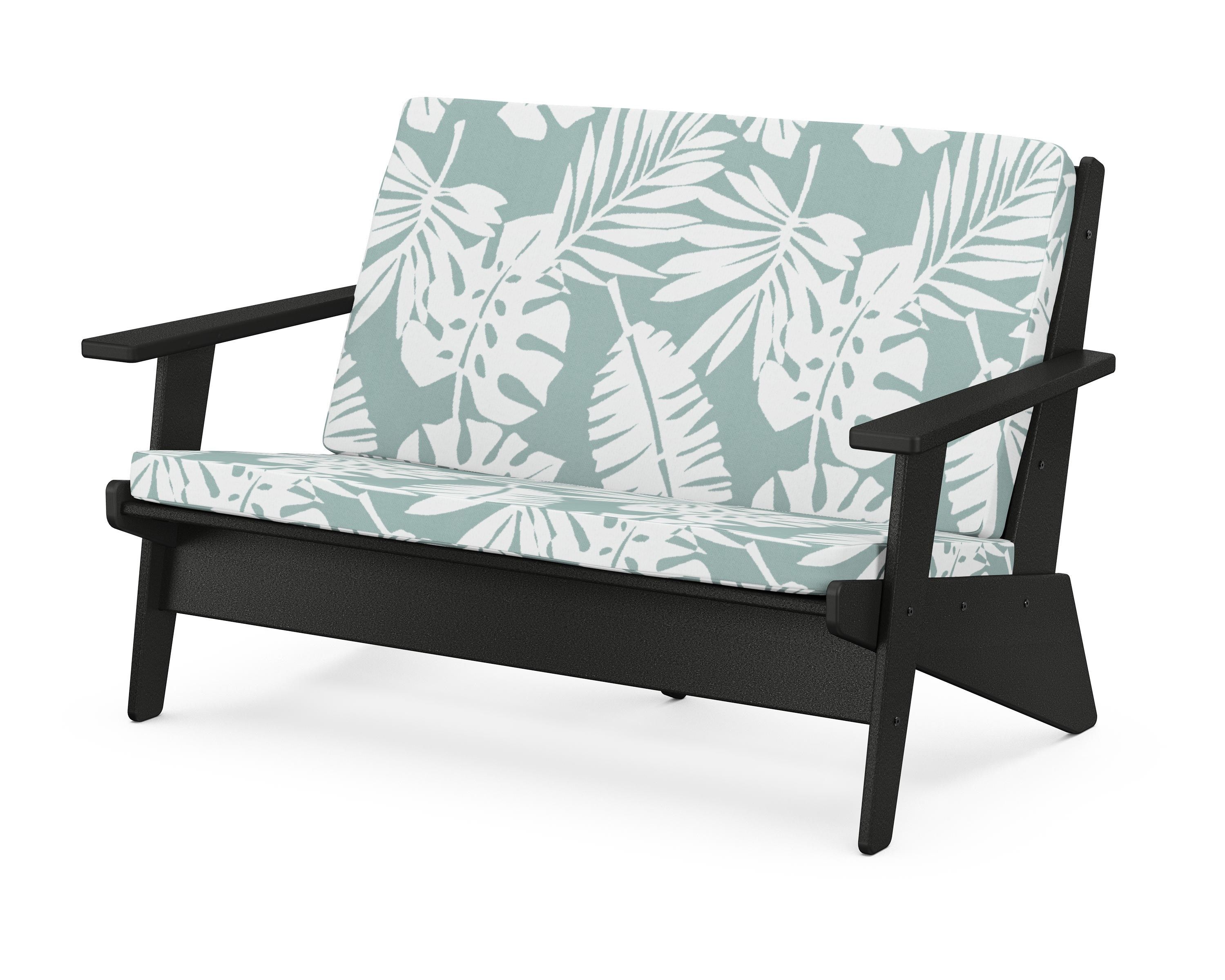 POLYWOOD® Riviera Modern Lounge Loveseat in Black / Leaf Glacier Spa