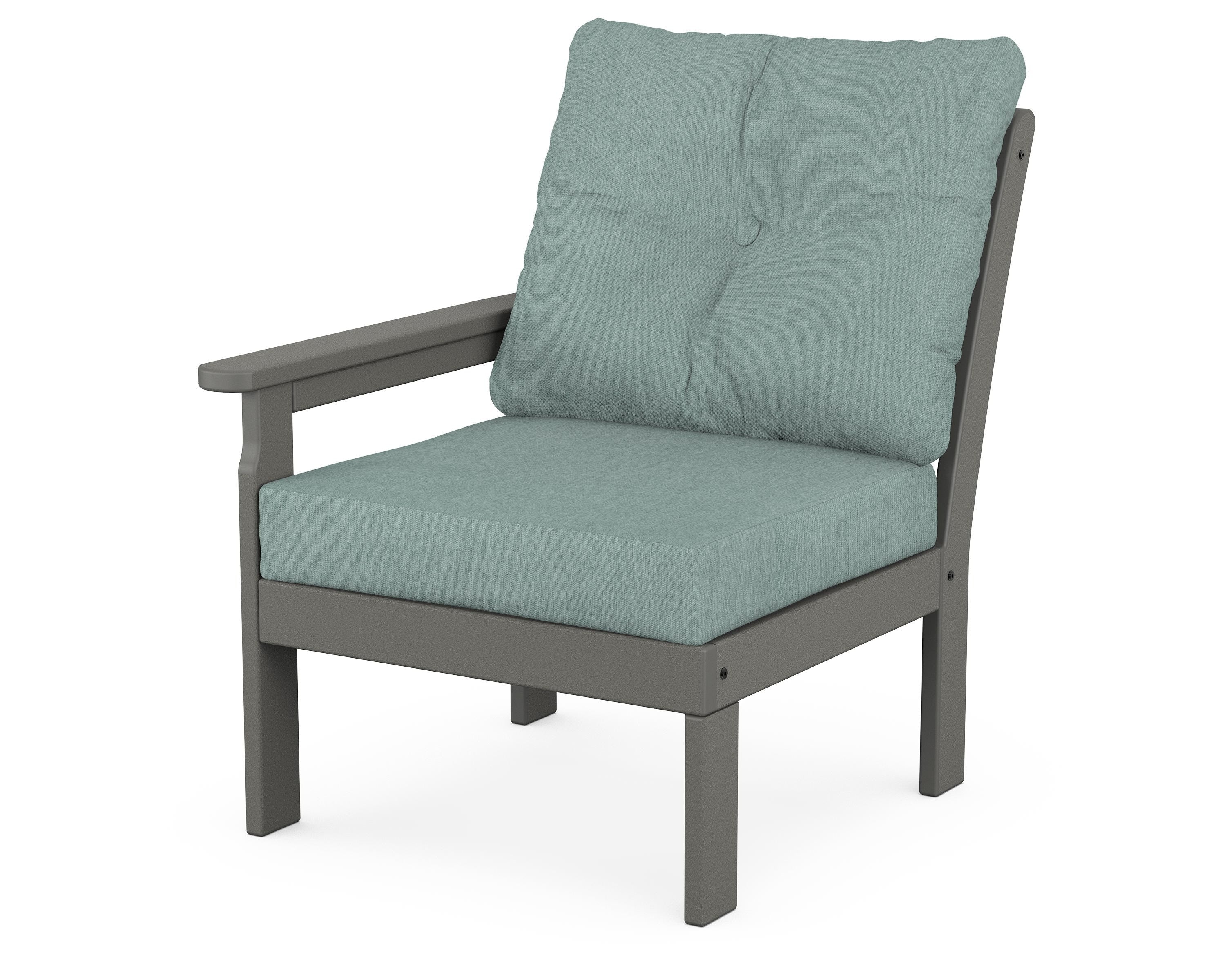 POLYWOOD® Vineyard Modular Left Arm Chair in Slate Grey / Glacier Spa