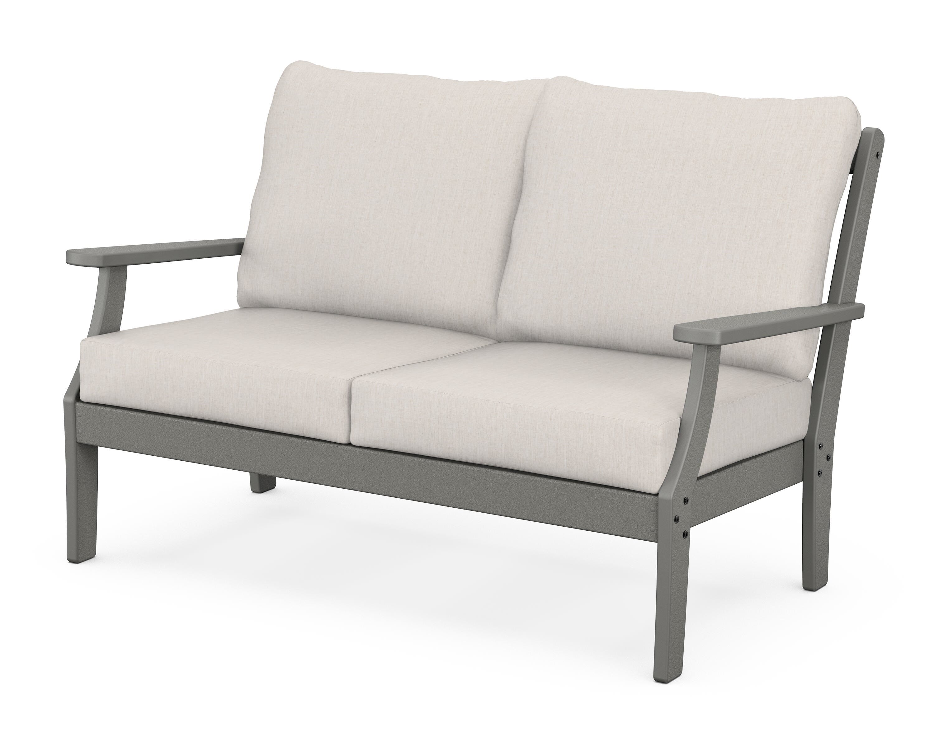 POLYWOOD® Braxton Deep Seating Loveseat in Slate Grey / Cast Ash