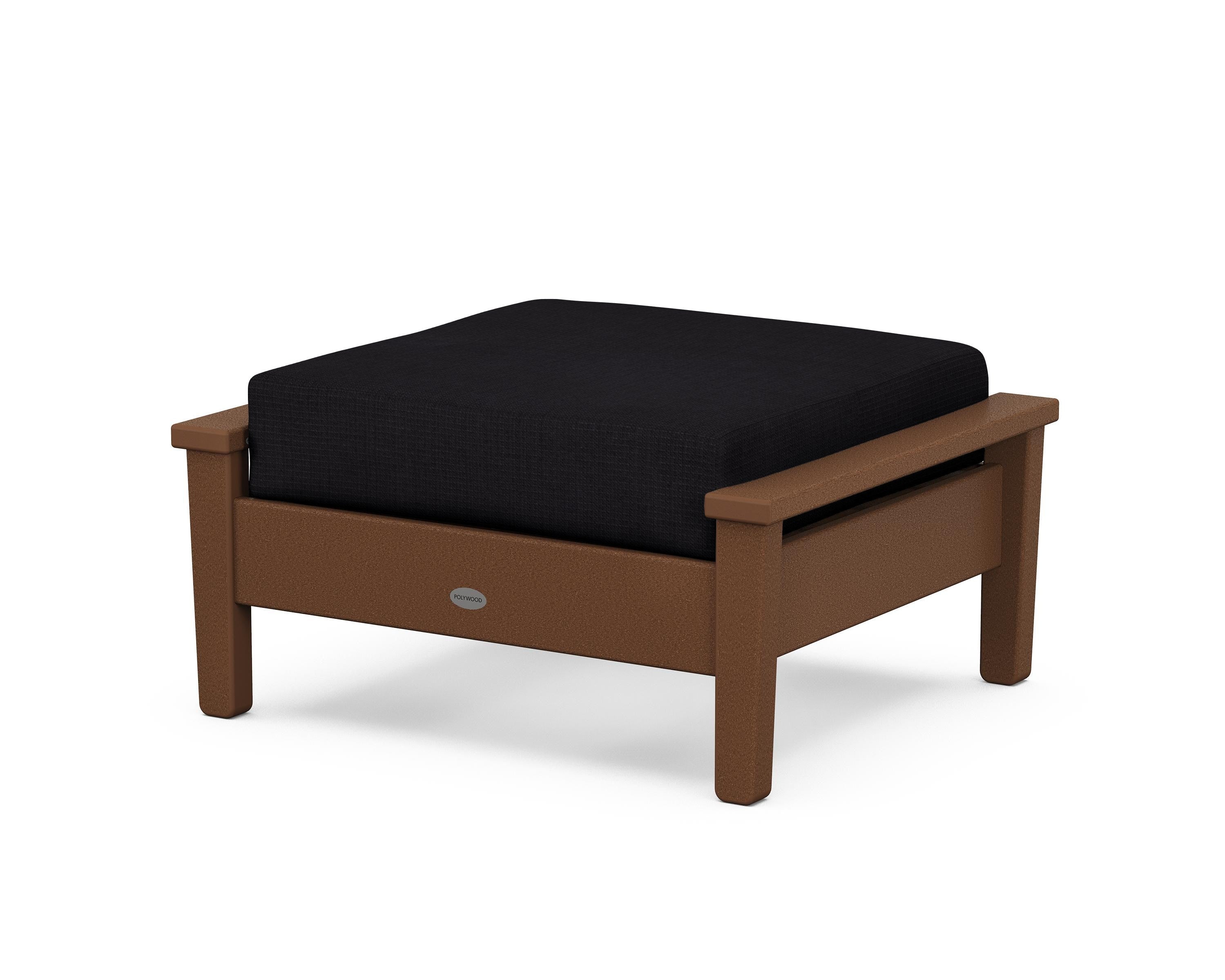 POLYWOOD® Prescott Deep Seating Ottoman in Teak / Midnight Linen