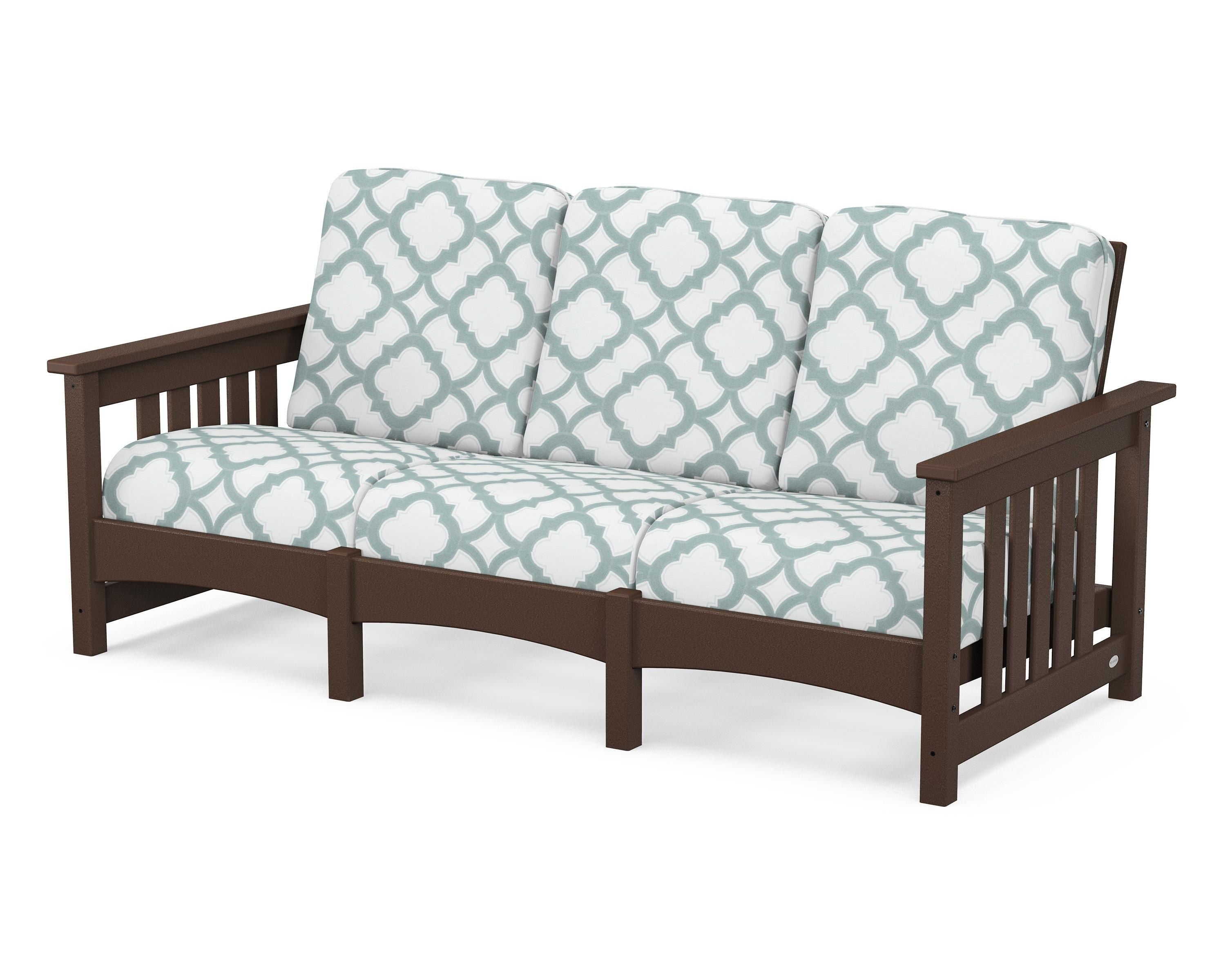 POLYWOOD® Club Mission Sofa in Mahogany / Trellis Glacier Spa