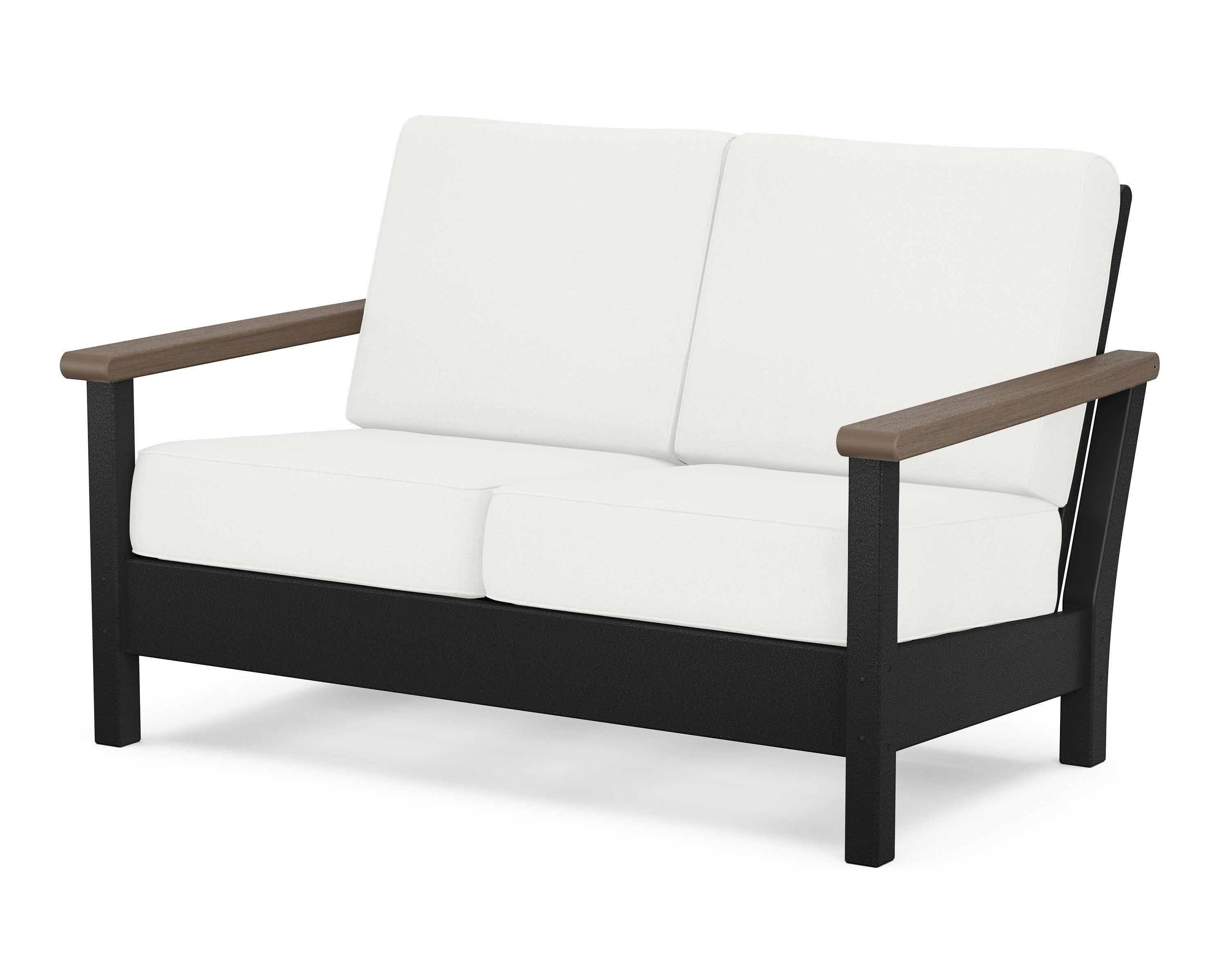 POLYWOOD® Harbour Deep Seating Loveseat in Black / Kona / Natural Linen