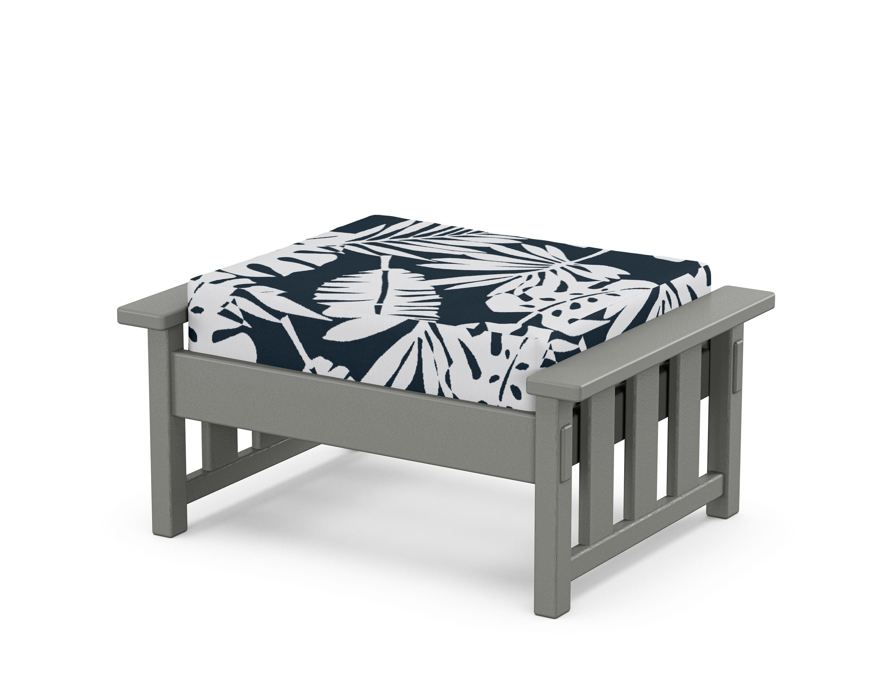 Martha Stewart by POLYWOOD® Acadia Deep Seating Ottoman in Slate Grey / Leaf Marine Indigo