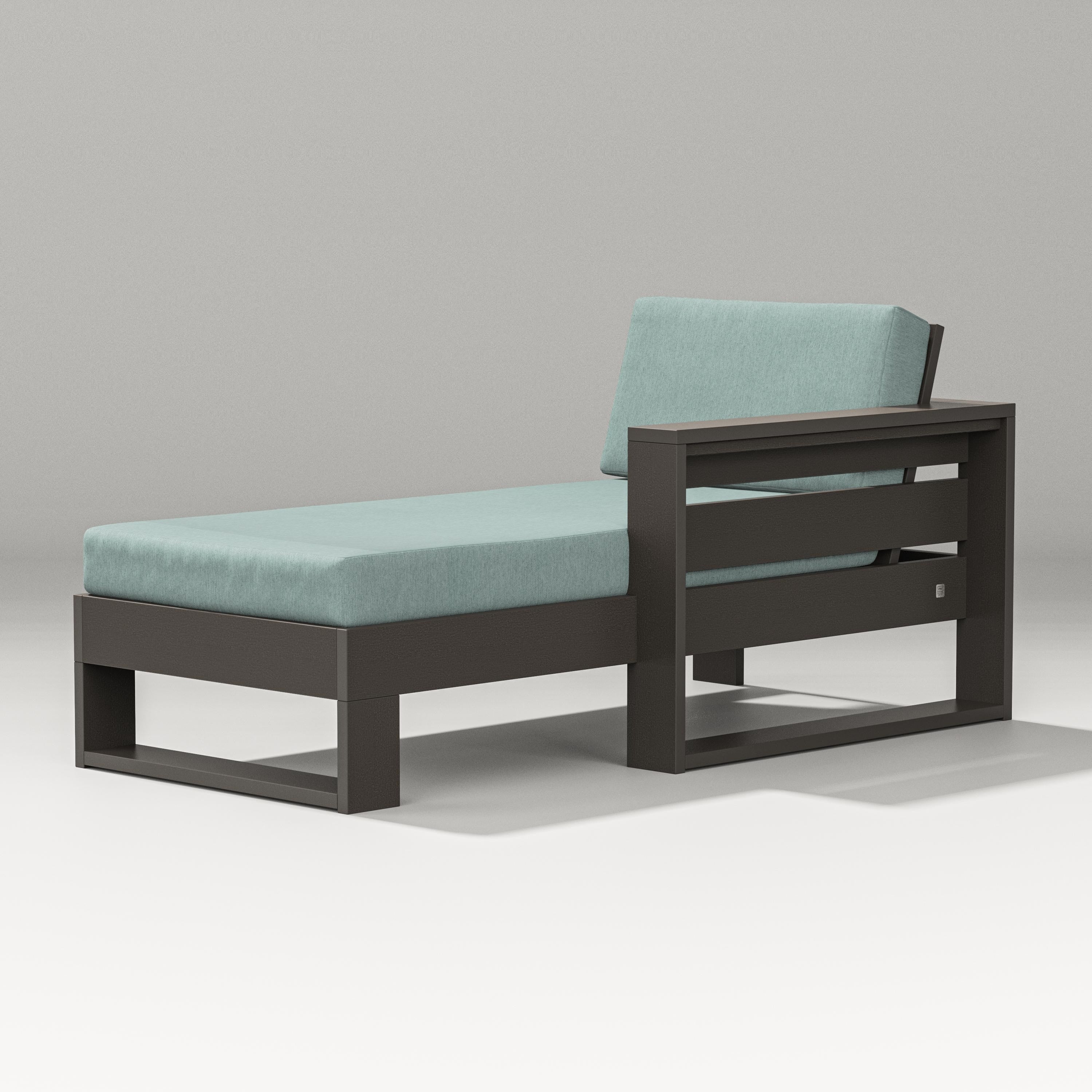 PW Designer Series Latitude Modular Right Arm Chaise in Vintage Coffee / Glacier Spa