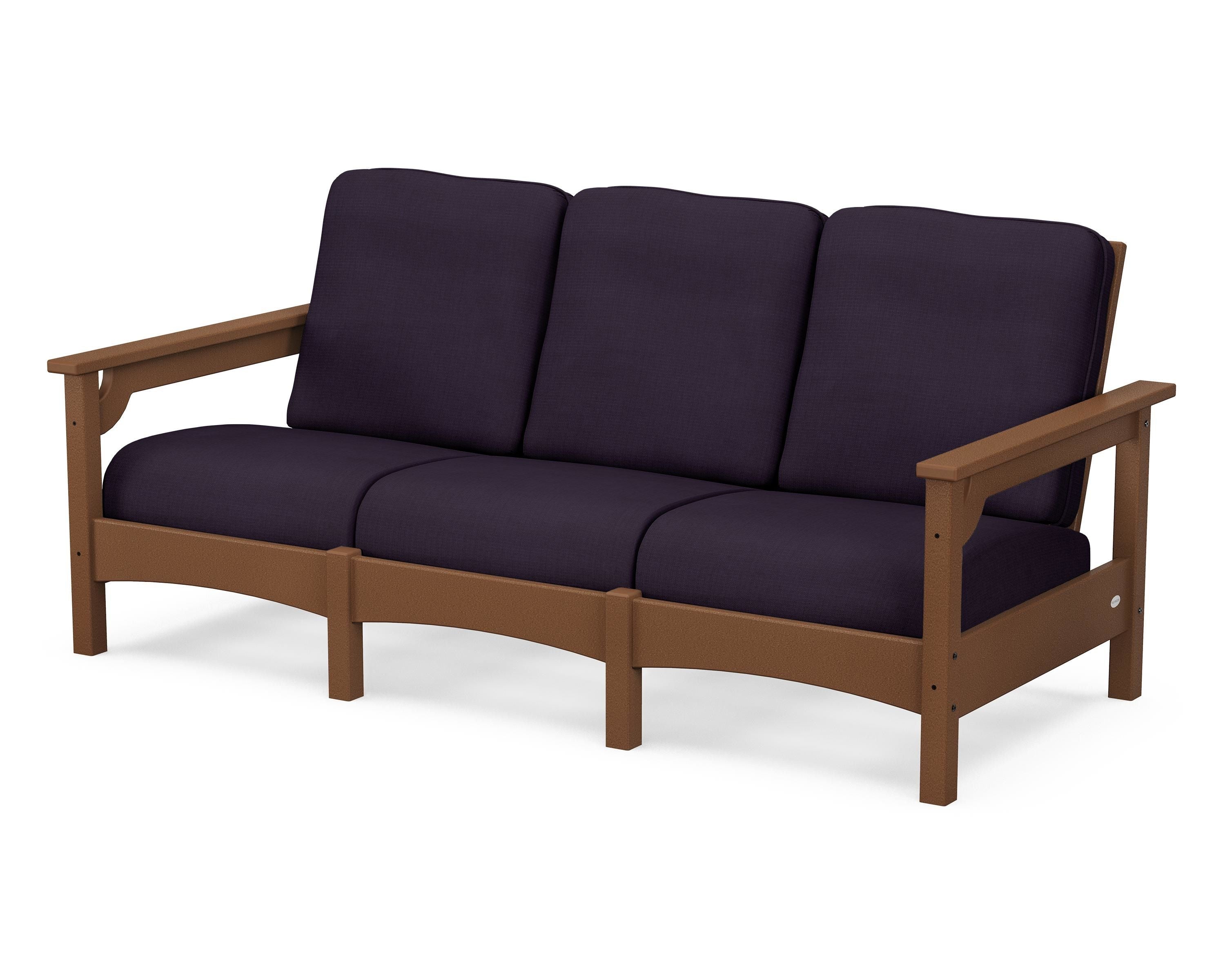 POLYWOOD® Club Sofa in Teak / Navy Linen