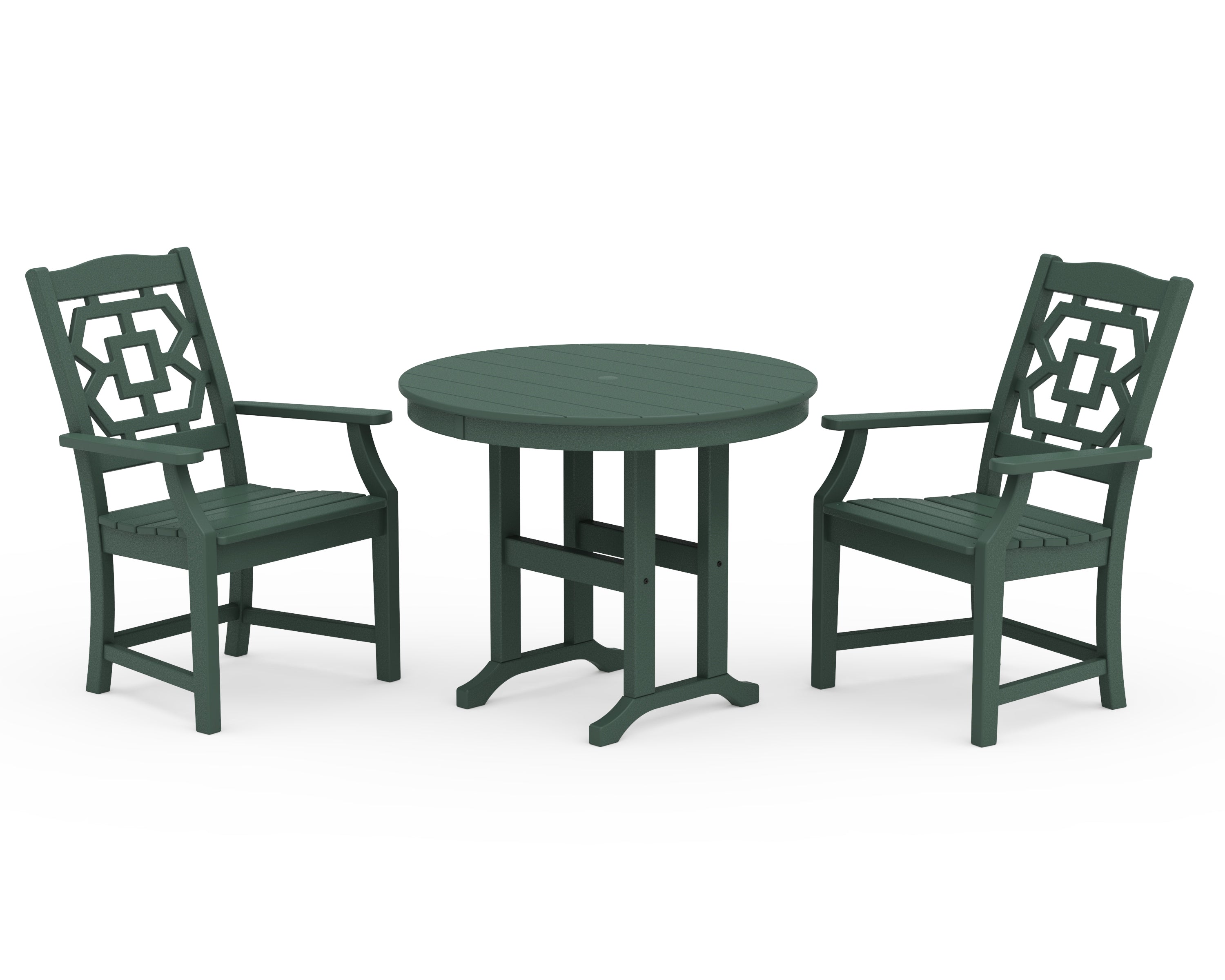 Martha Stewart by POLYWOOD® Chinoiserie 3-Piece Farmhouse Dining Set in Green