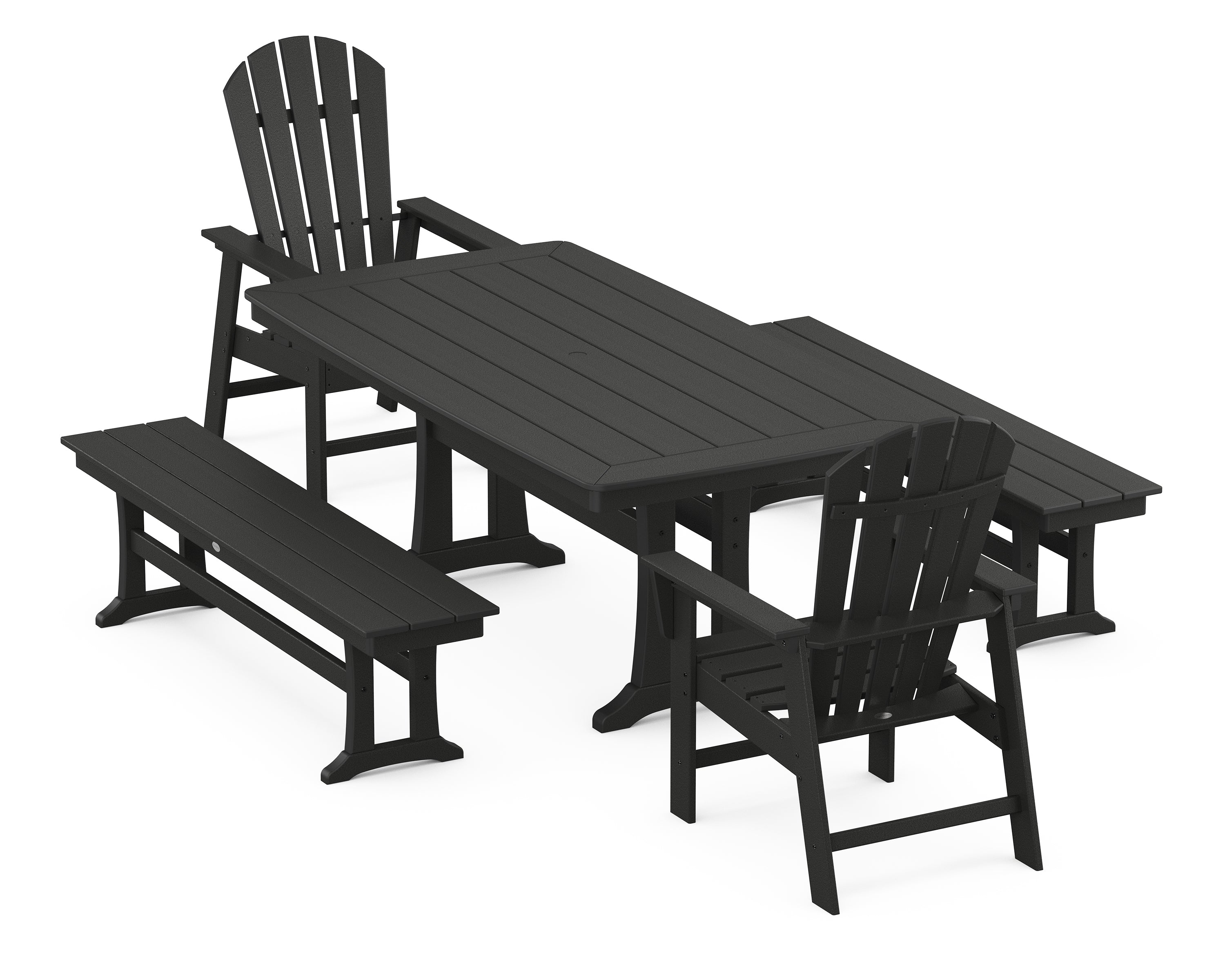 POLYWOOD® South Beach 5-Piece Dining Set with Trestle Legs in Black