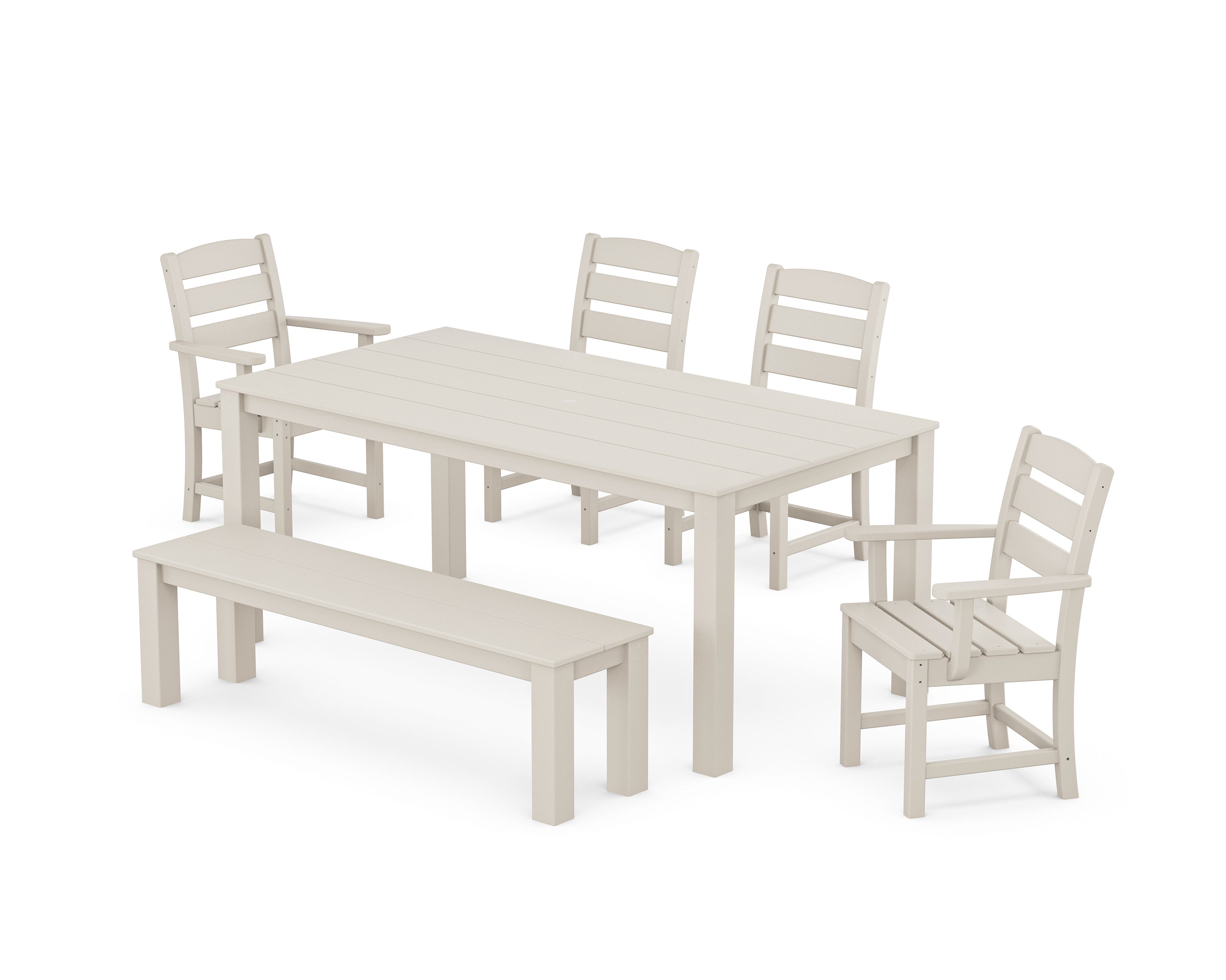 POLYWOOD® Lakeside 6-Piece Parsons Dining Set with Bench in Sand