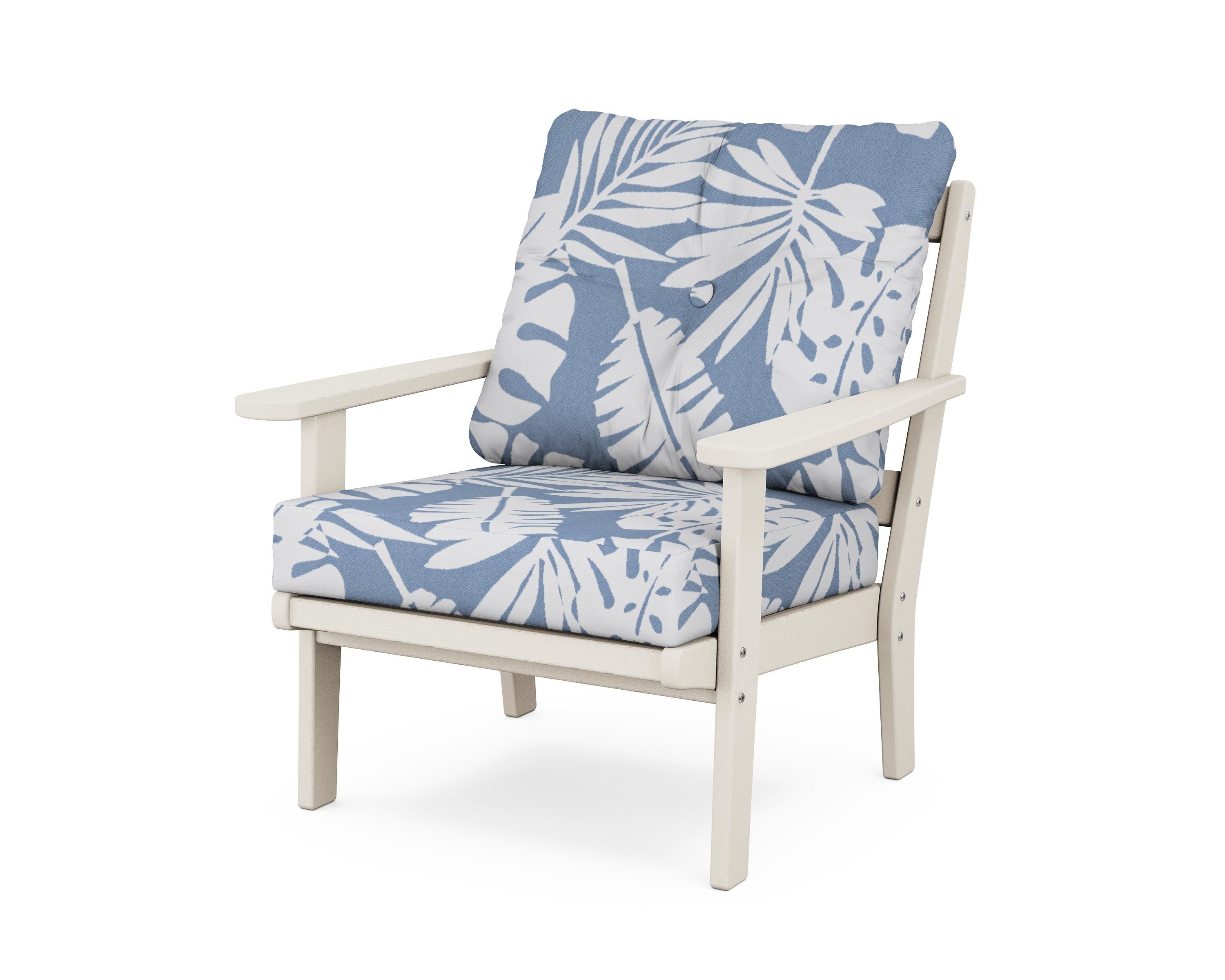 POLYWOOD® Mission Deep Seating Chair in Sand / Leaf Sky Blue