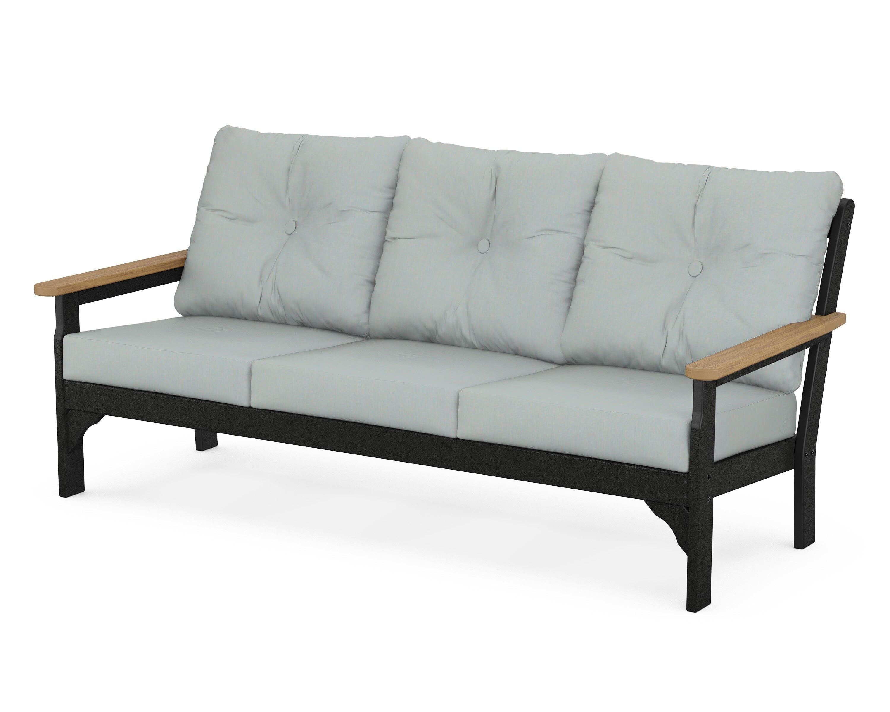 POLYWOOD® Vineyard Deep Seating Sofa in Black / Natural / Spa