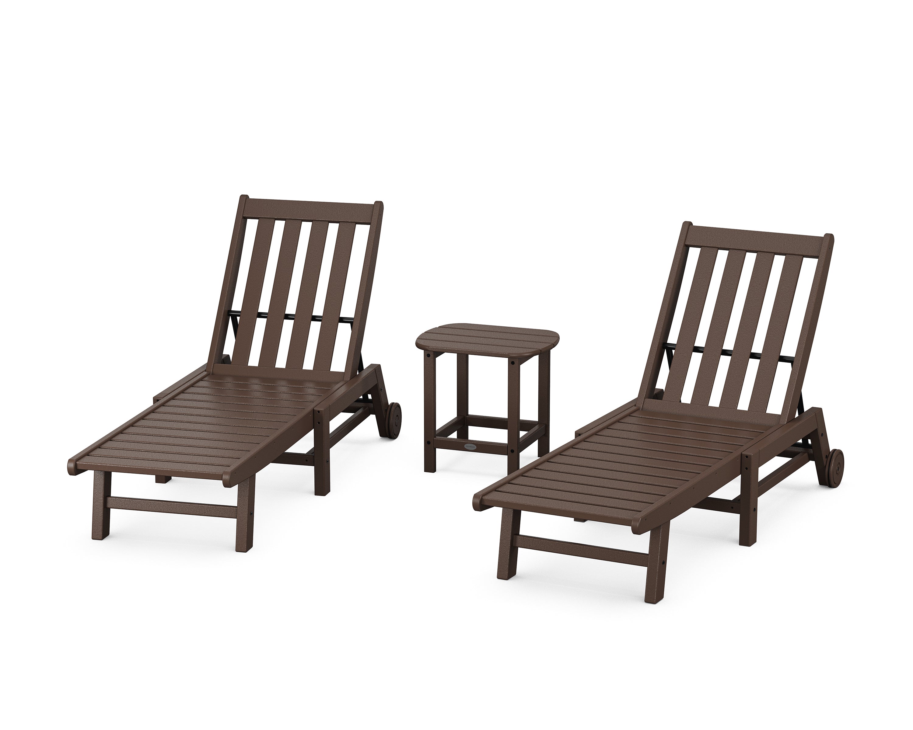 POLYWOOD® Vineyard 3-Piece Chaise with Wheels Set in Mahogany