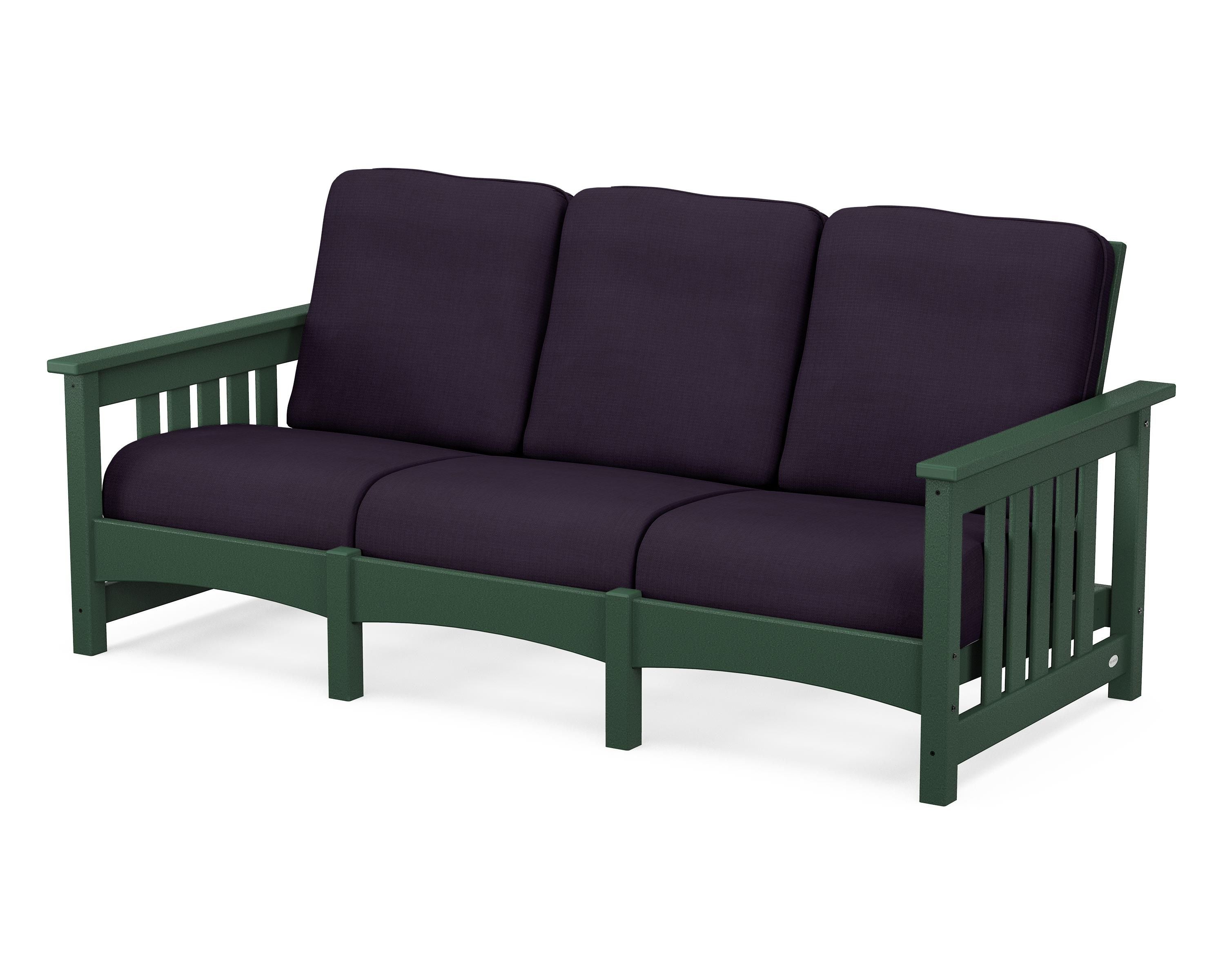 POLYWOOD® Club Mission Sofa in Green / Navy Linen