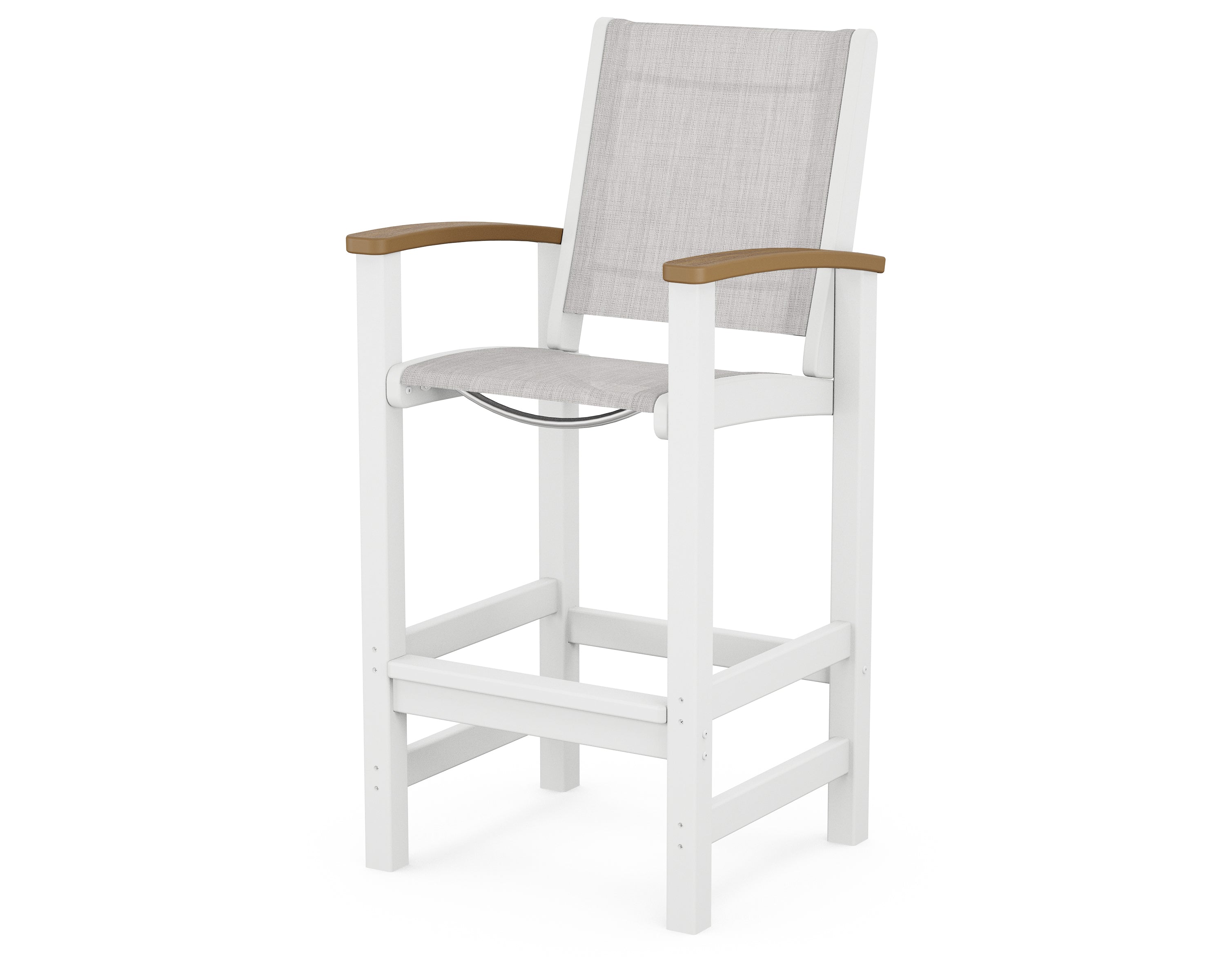 POLYWOOD® Coastal Bar Chair in White / Natural / Parchment Sling