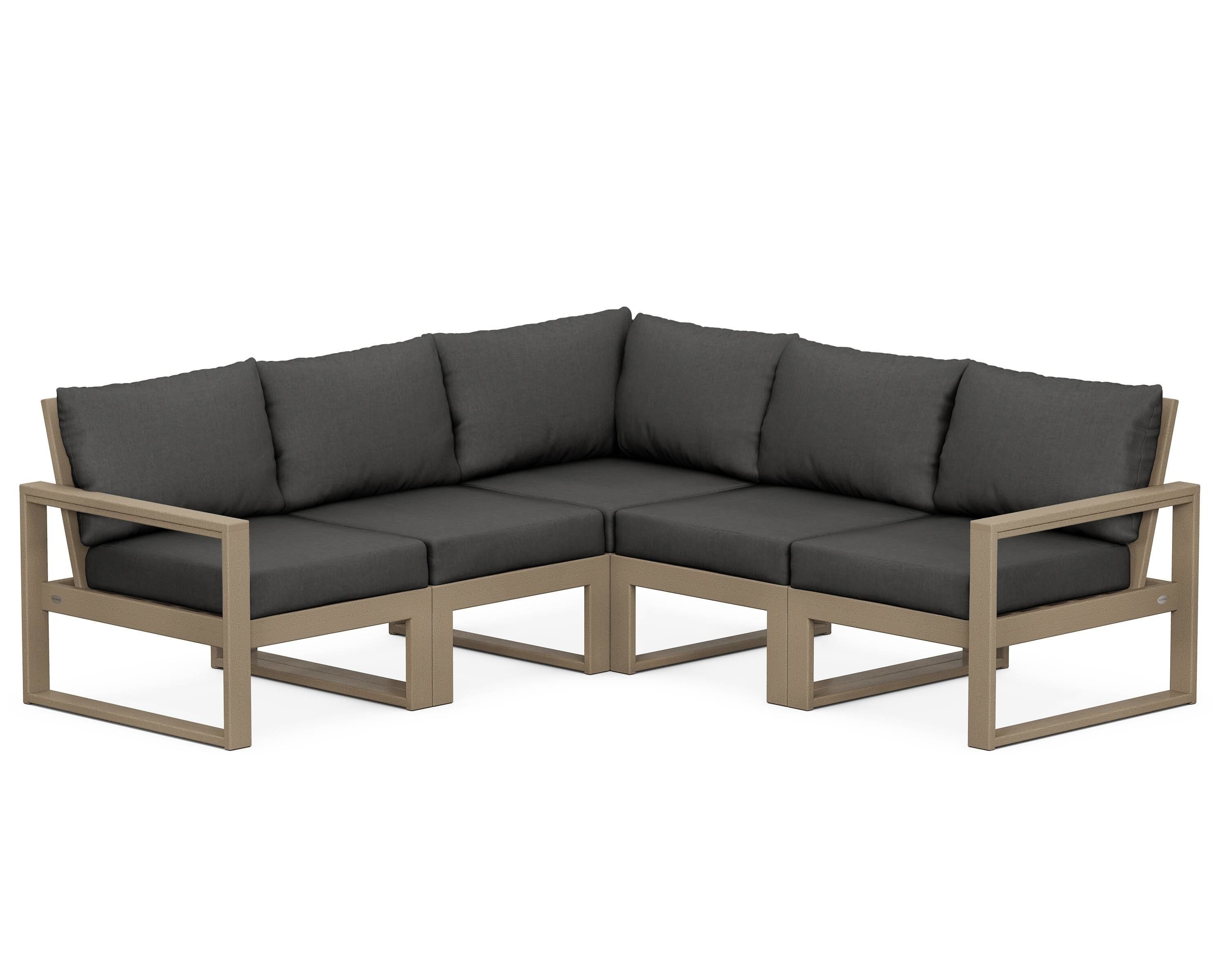 POLYWOOD® EDGE 5-Piece Modular Deep Seating Set in Vintage Sahara / Spectrum Carbon