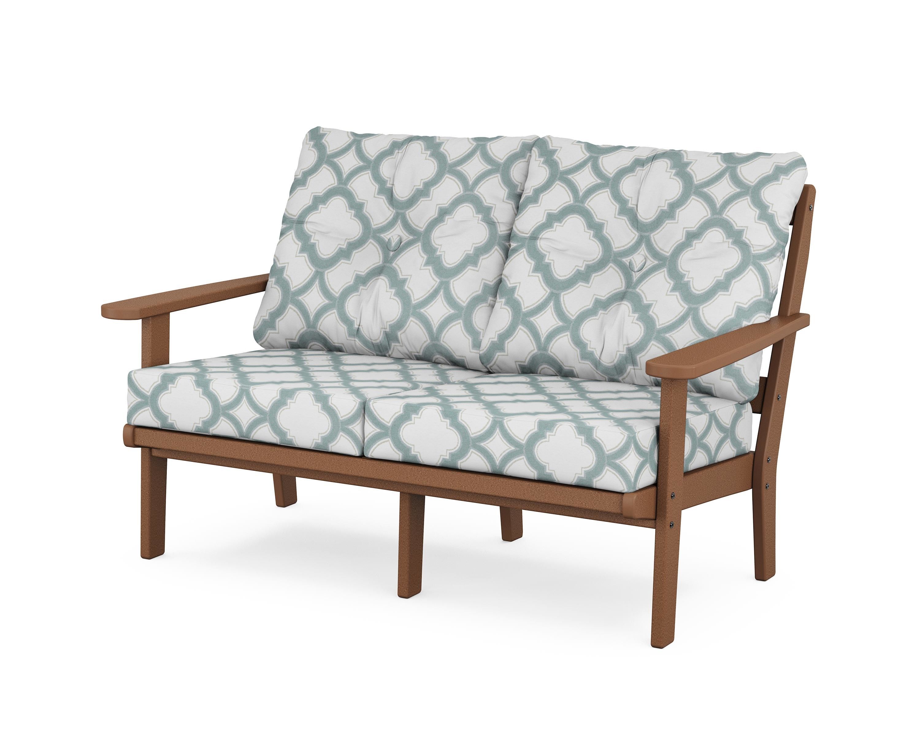 POLYWOOD® Mission Deep Seating Loveseat in Teak / Trellis Glacier Spa